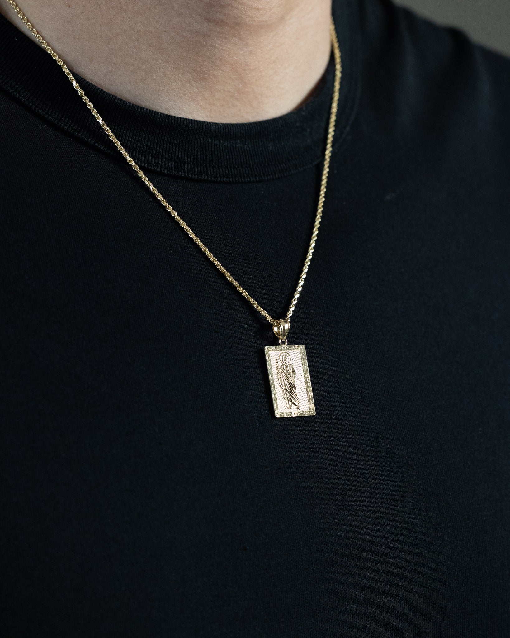 Gold St. Jude Thaddeus Plate Pendant - Model 1149 - Charlie & Co. Jewelry