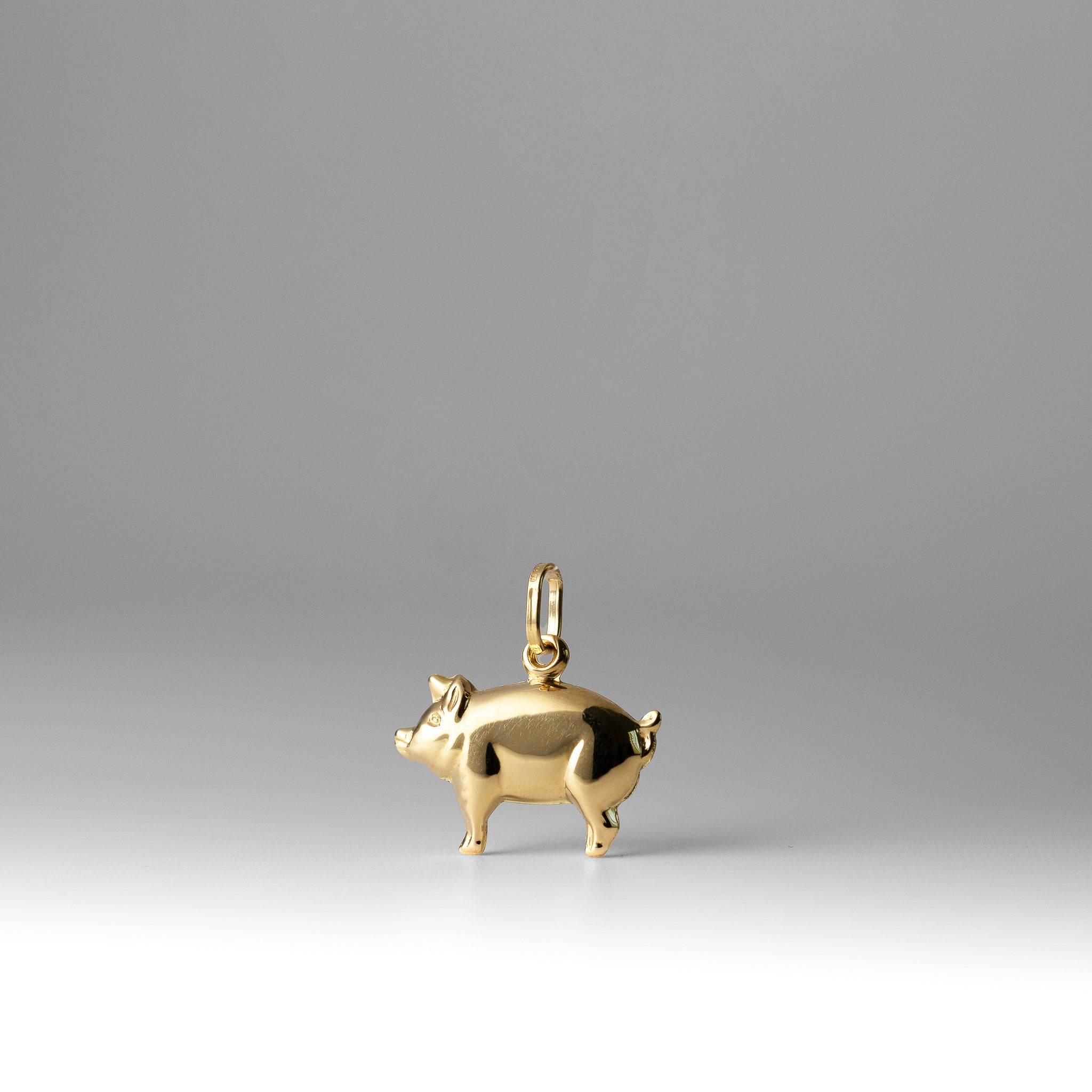Gold 3D Pig Pendant - Charlie & Co. Jewelry