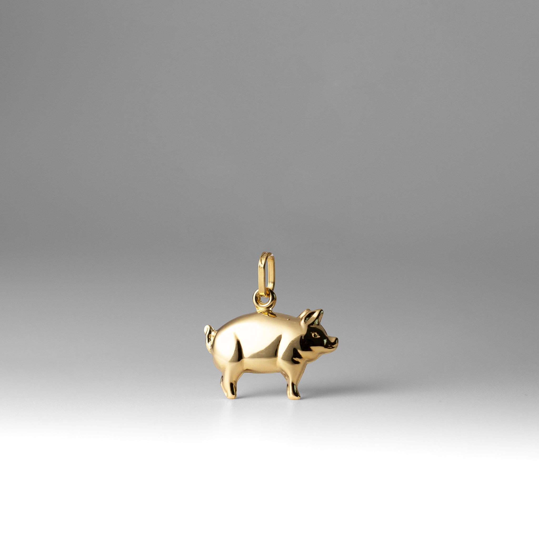 Gold 3D Pig Pendant - Charlie & Co. Jewelry