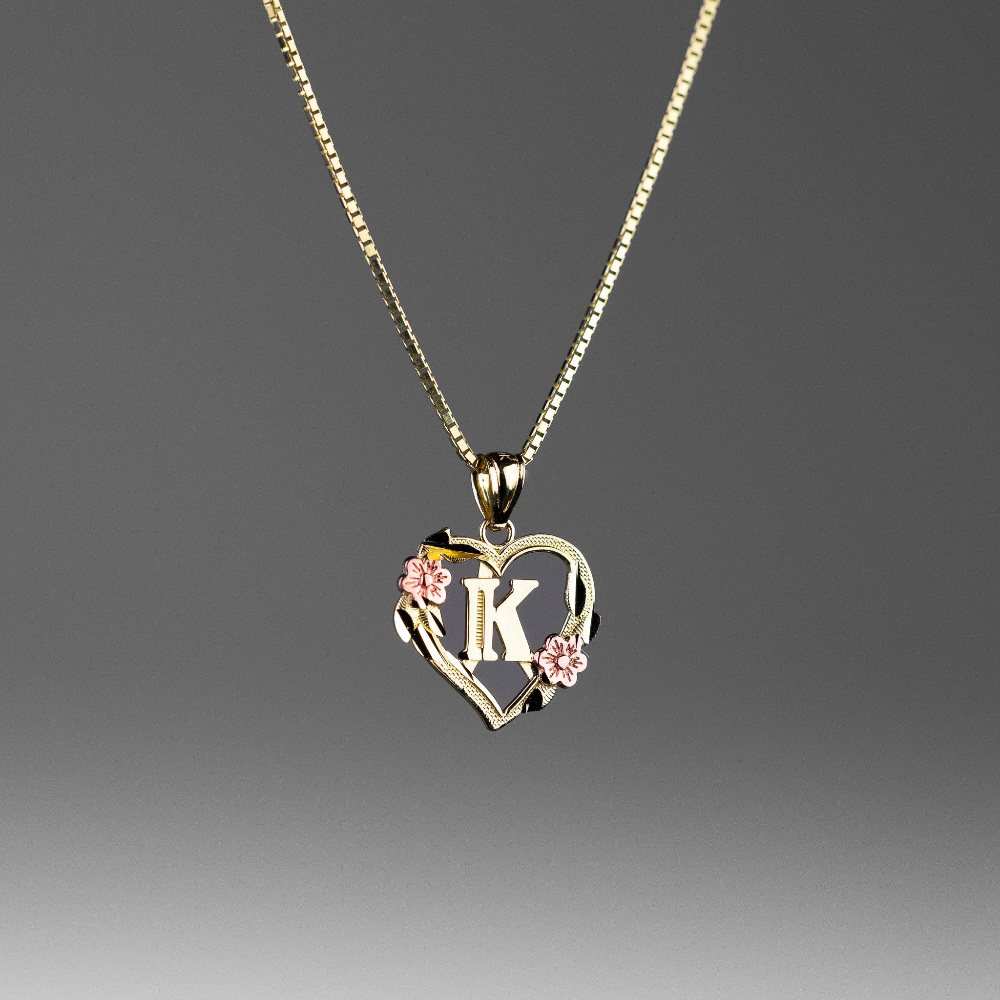 Gold Heart "A-Z" Letter Pendant Necklace Set For Her - Model 2052 - Charlie & Co. Jewelry