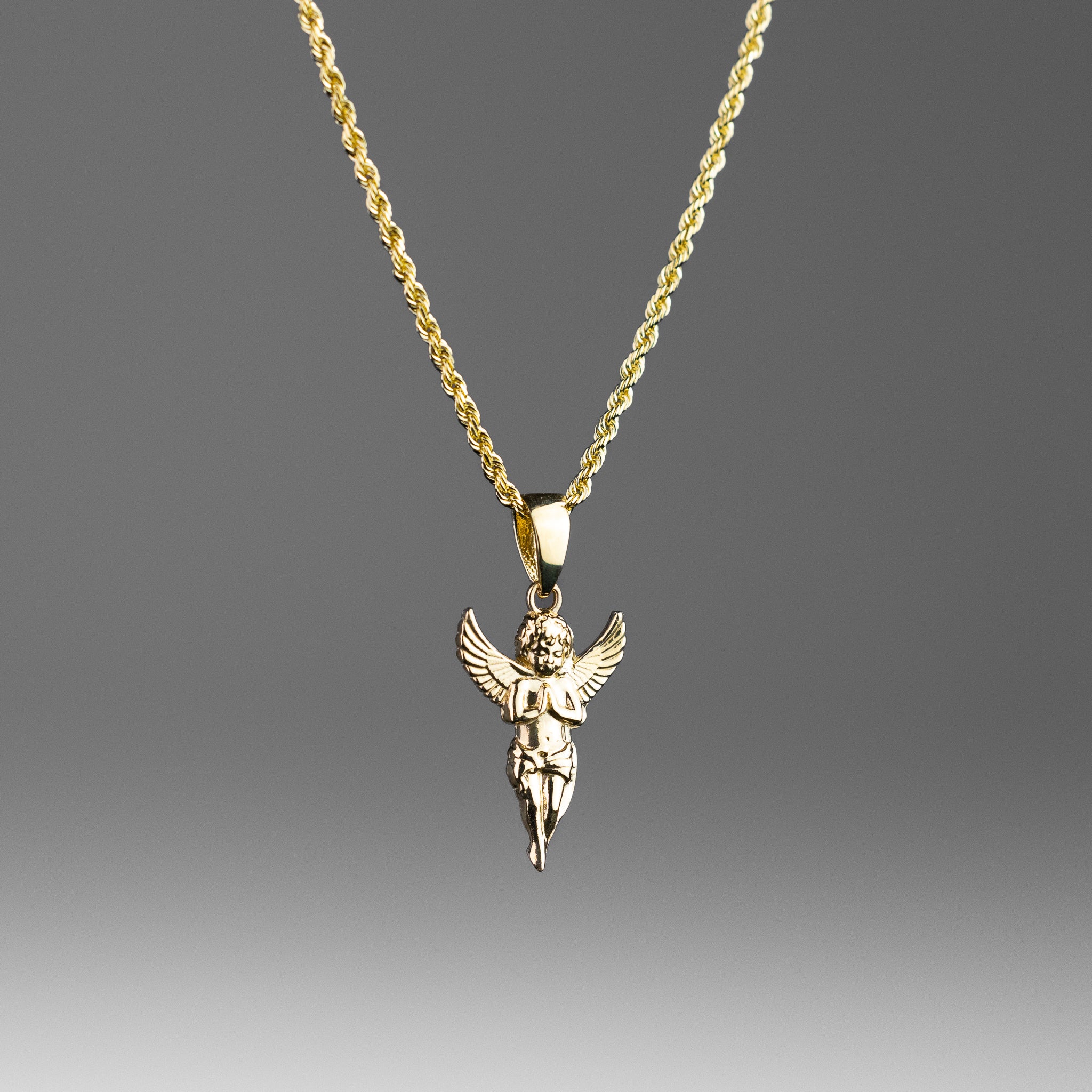 Gold Praying Angel Chain Set For Him - Model 2631 - Charlie & Co. Jewelry