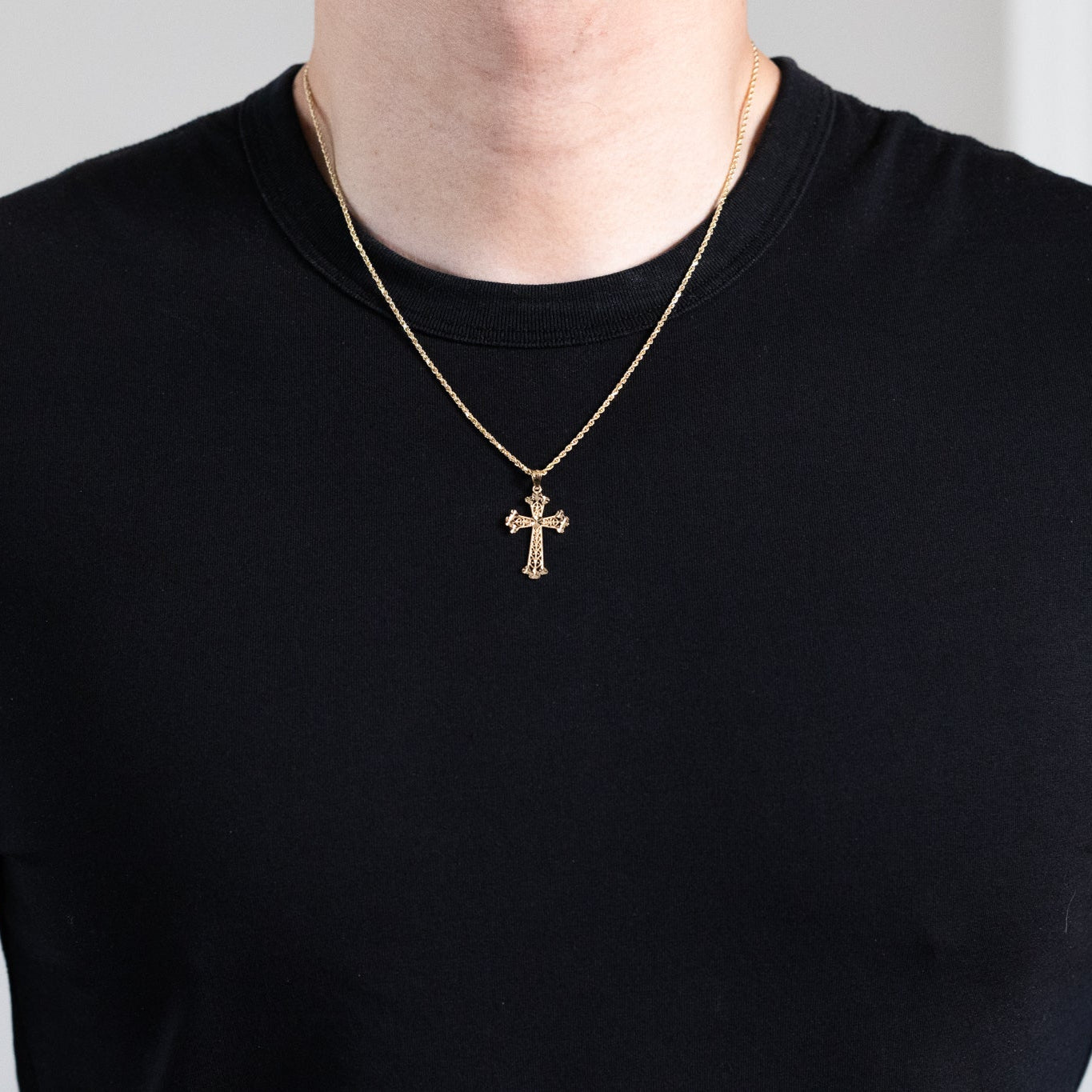Gold Filigree Hearts Cross Charm - Model K6241 - Charlie & Co. Jewelry