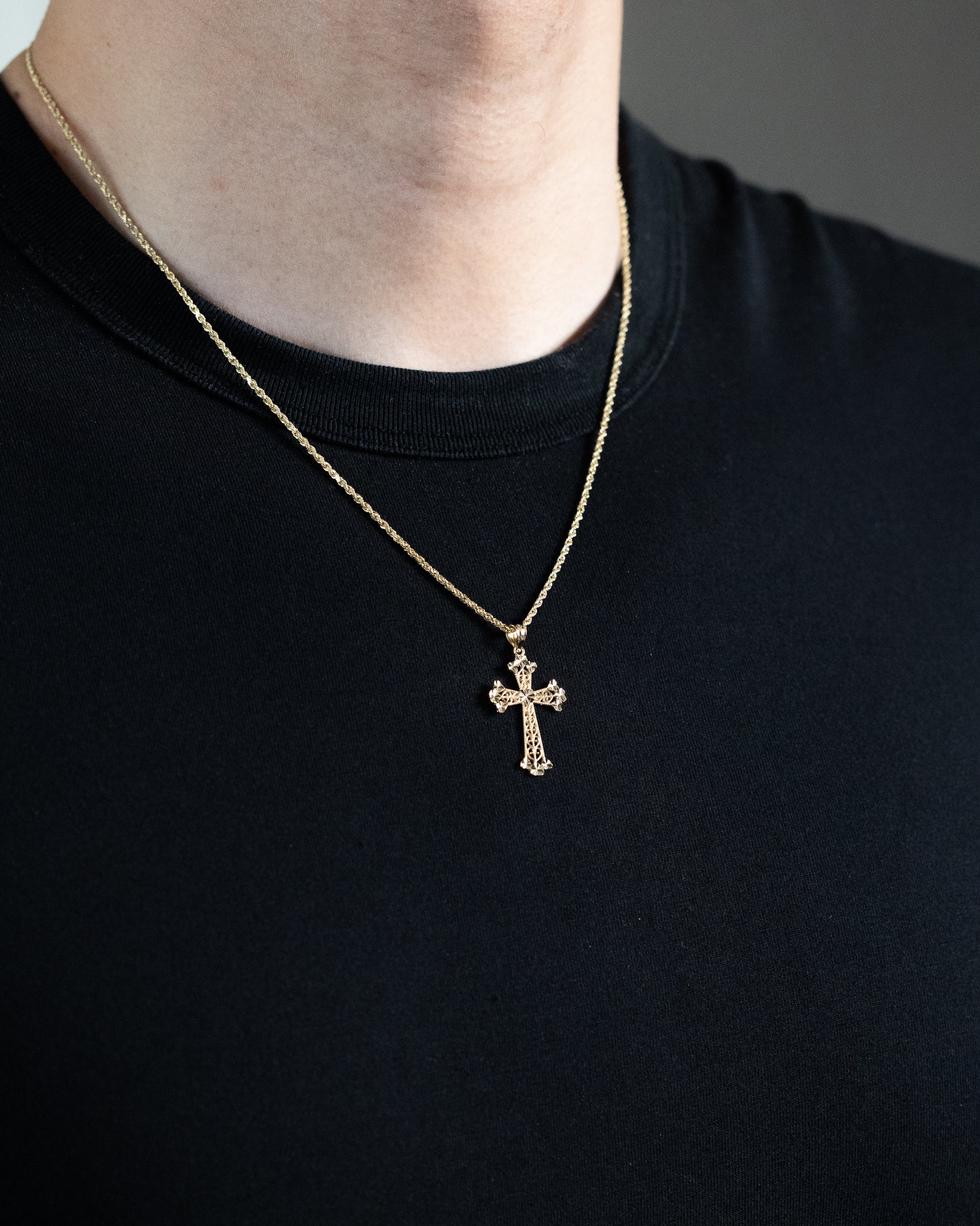 Gold Filigree Hearts Cross Charm - Model K6241 - Charlie & Co. Jewelry