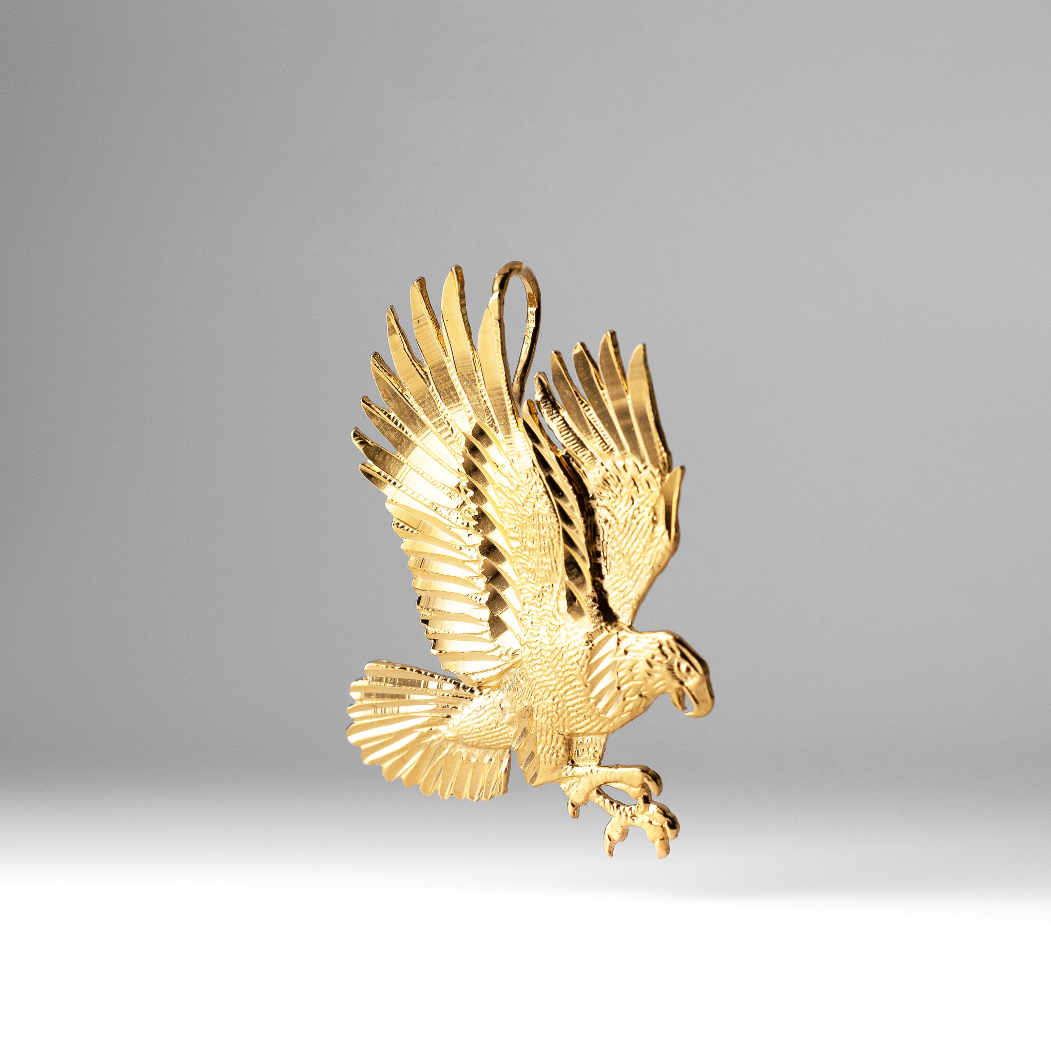 Gold Large Flying Eagle Pendant - Model PT1592 - Charlie & Co. Jewelry