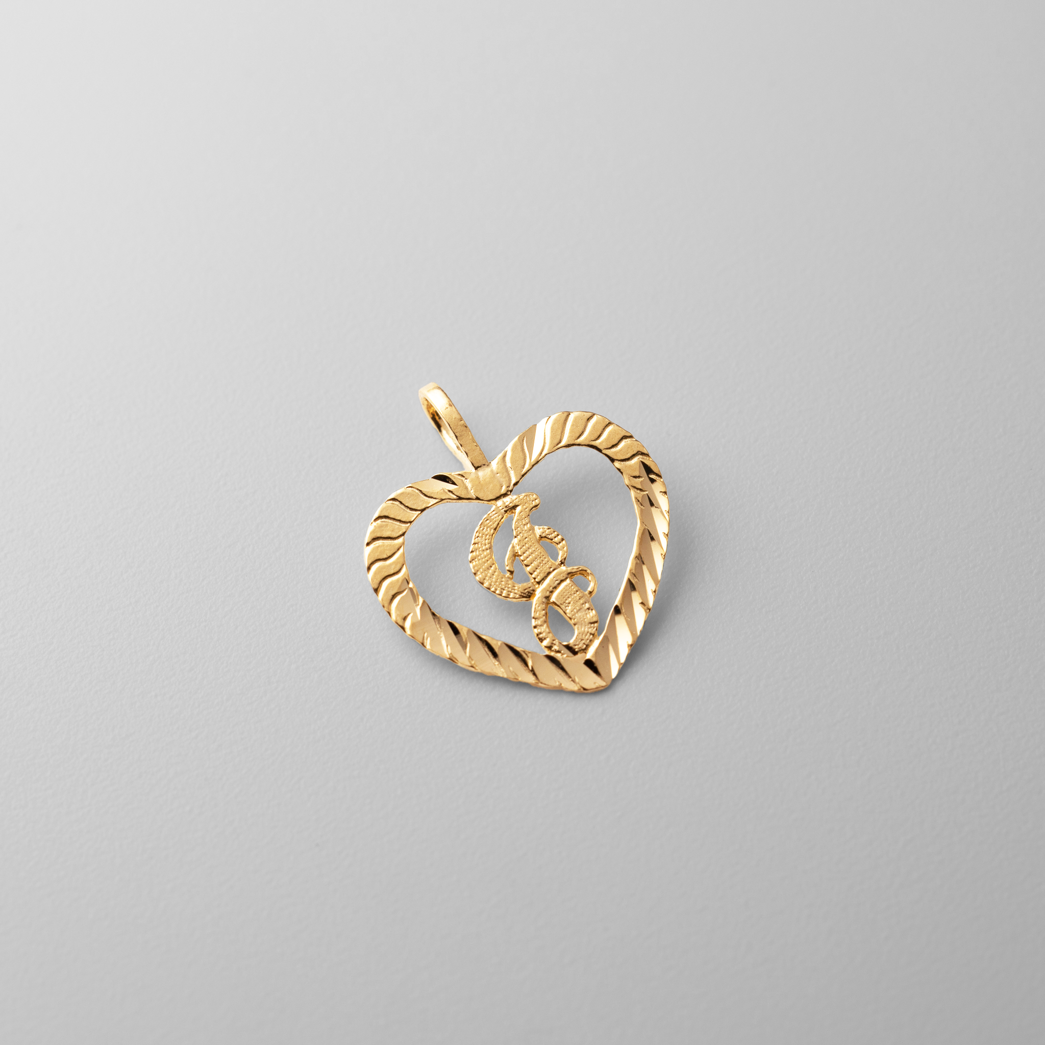 Gold Heart-Shaped Letter J Pendant | A-Z Pendants - Charlie & Co. Jewelry