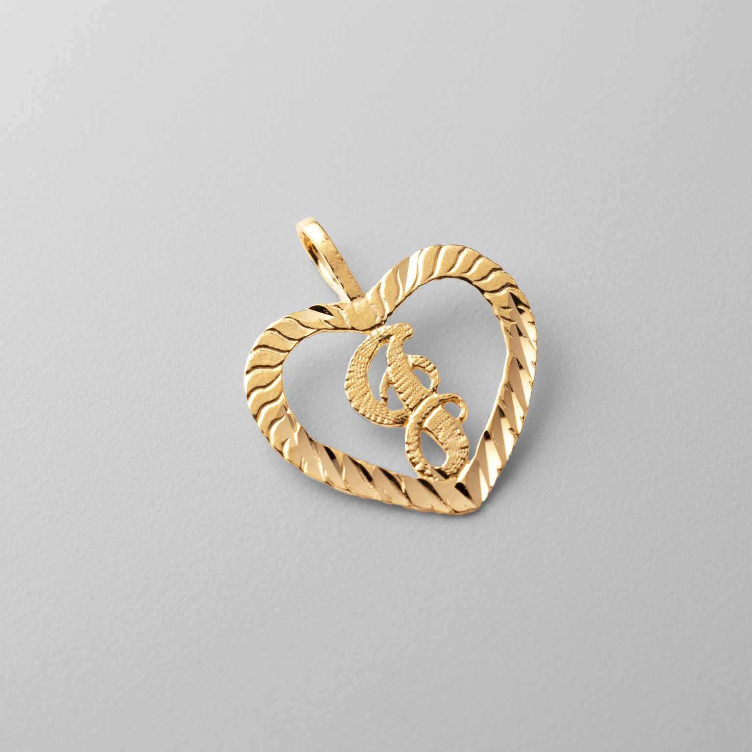 Gold Heart-Shaped Letter J Pendant | A-Z Pendants - Charlie & Co. Jewelry