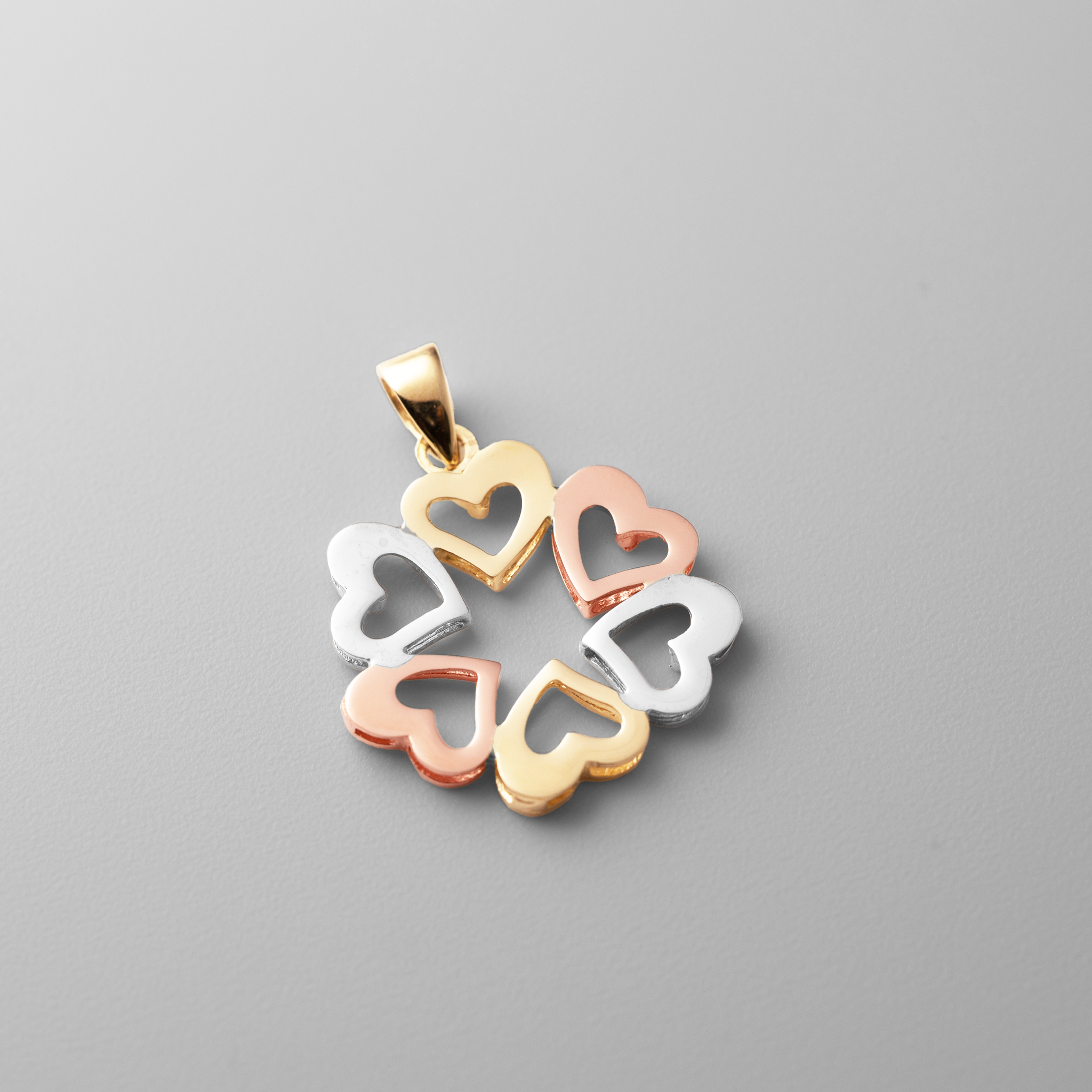 Dainty Gold Six Hearts Pendant - Model 2386 - Charlie & Co. Jewelry