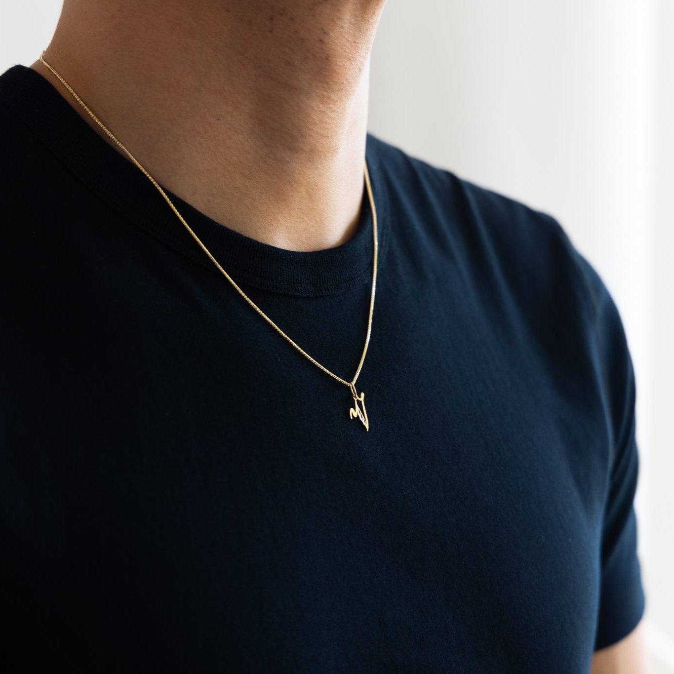 Gold Calligraphy Letter V Pendant | A-Z Pendants - Charlie & Co. Jewelry