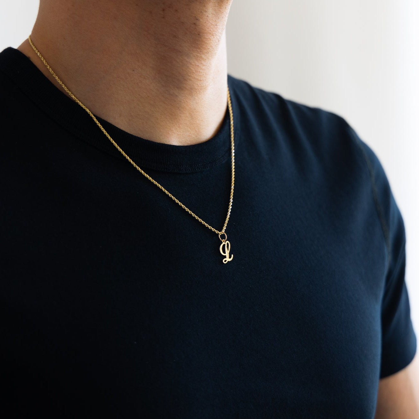 Gold Calligraphy Letter L Pendant | A-Z Pendants - Charlie & Co. Jewelry