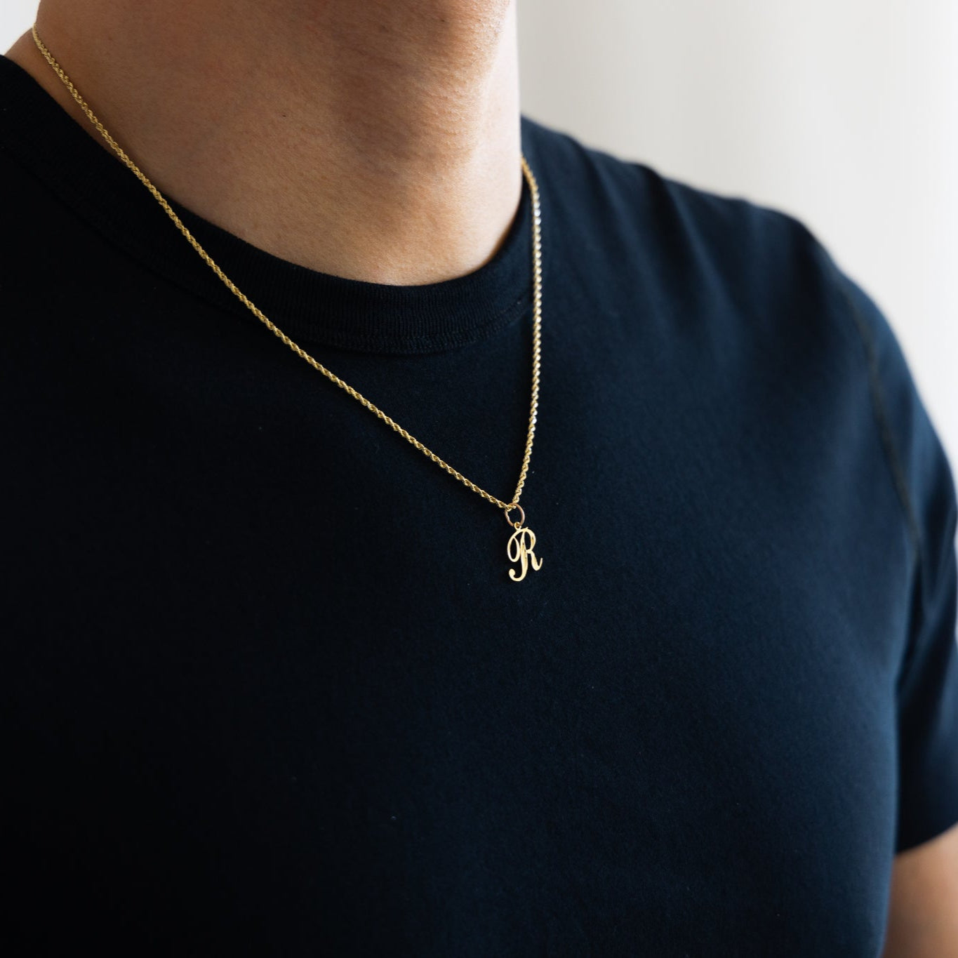 Gold Calligraphy Letter R Pendant | A-Z Pendants - Charlie & Co. Jewelry