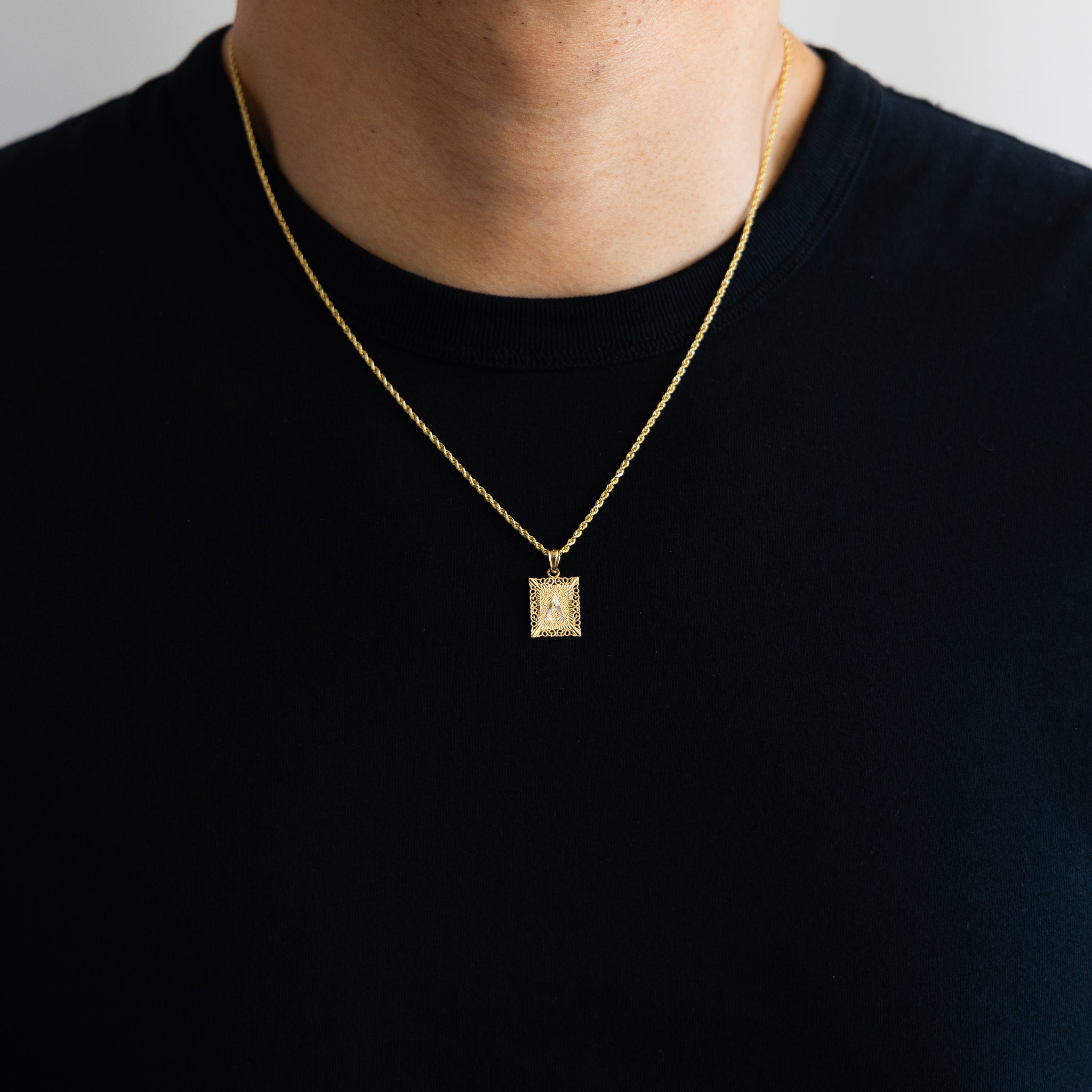Gold Letter F Pendants | A-Z Gold Pendants - Charlie & Co. Jewelry