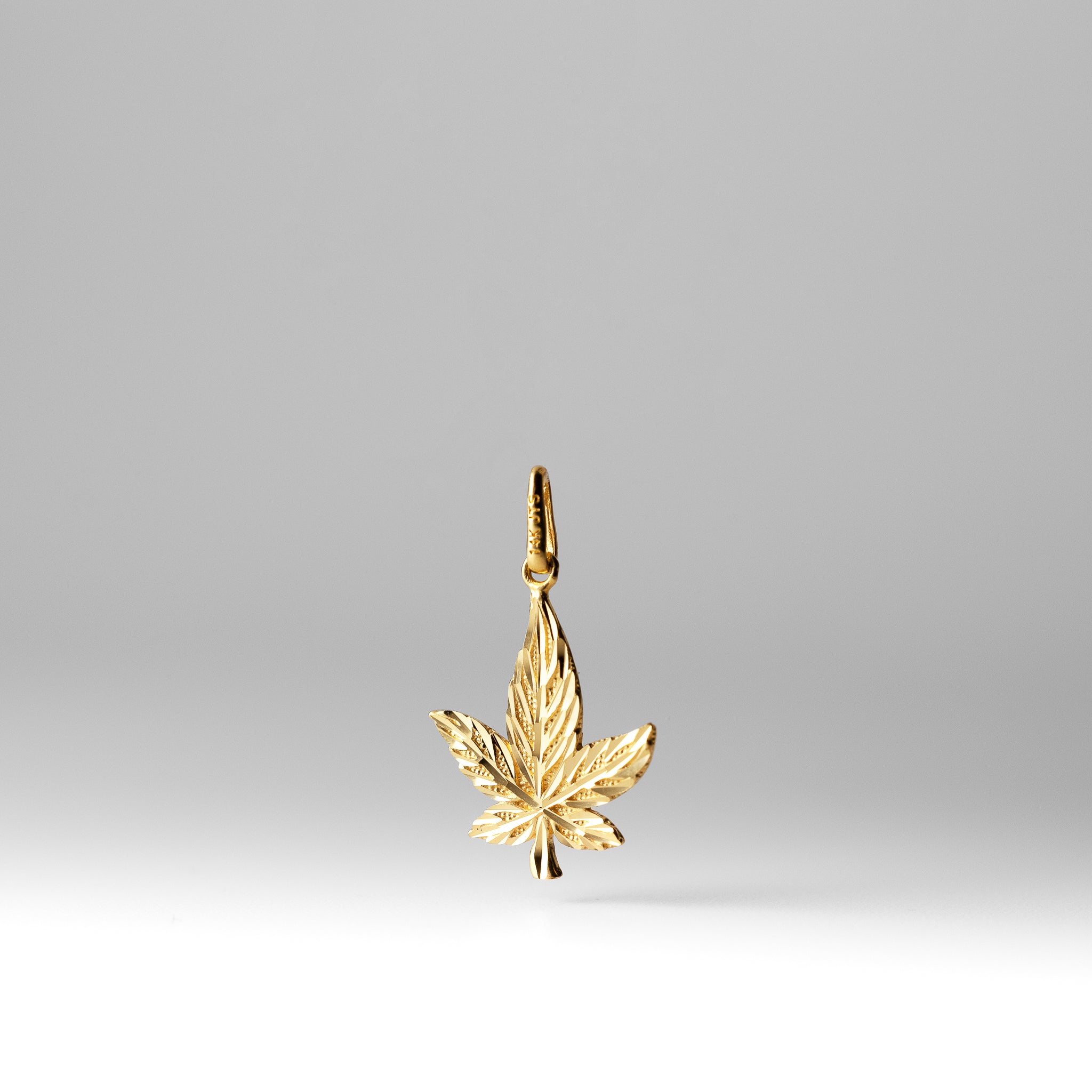 Gold Diamond-Cut Cannabis Leaf Charm - Model C4645 - Charlie & Co. Jewelry