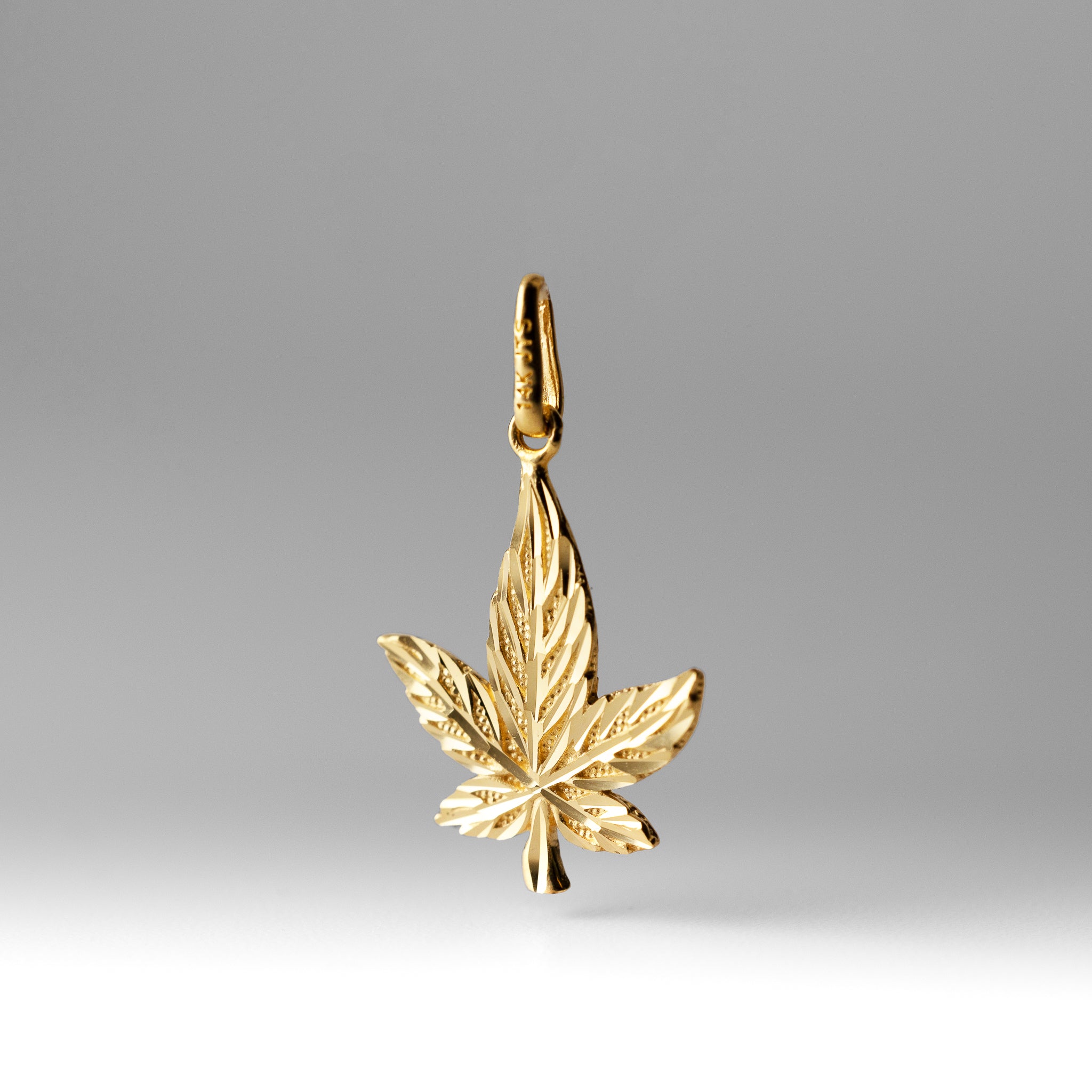Gold Diamond-Cut Cannabis Leaf Charm - Model C4645 - Charlie & Co. Jewelry