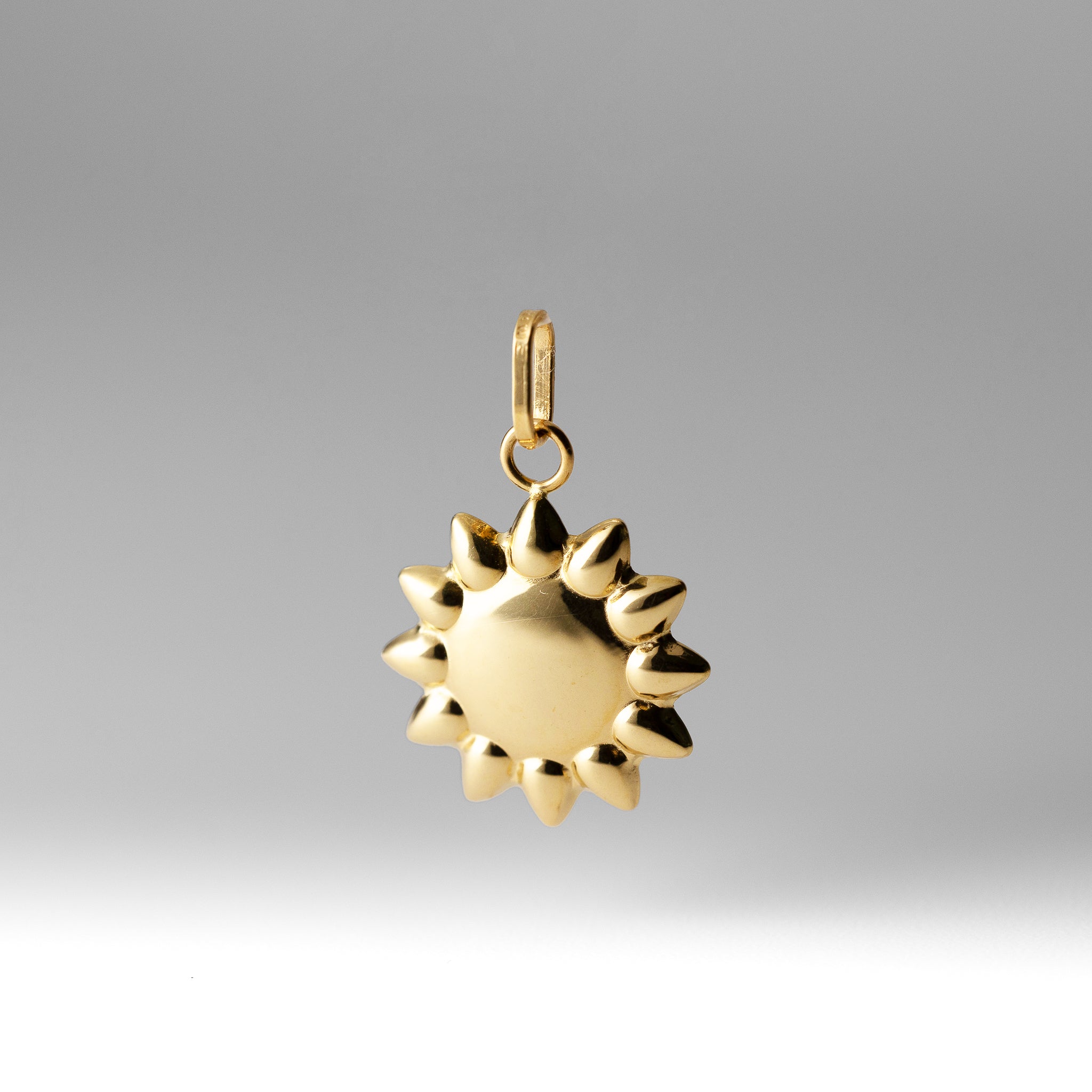 Gold Polished Puffed Sun Pendant - Charlie & Co. Jewelry
