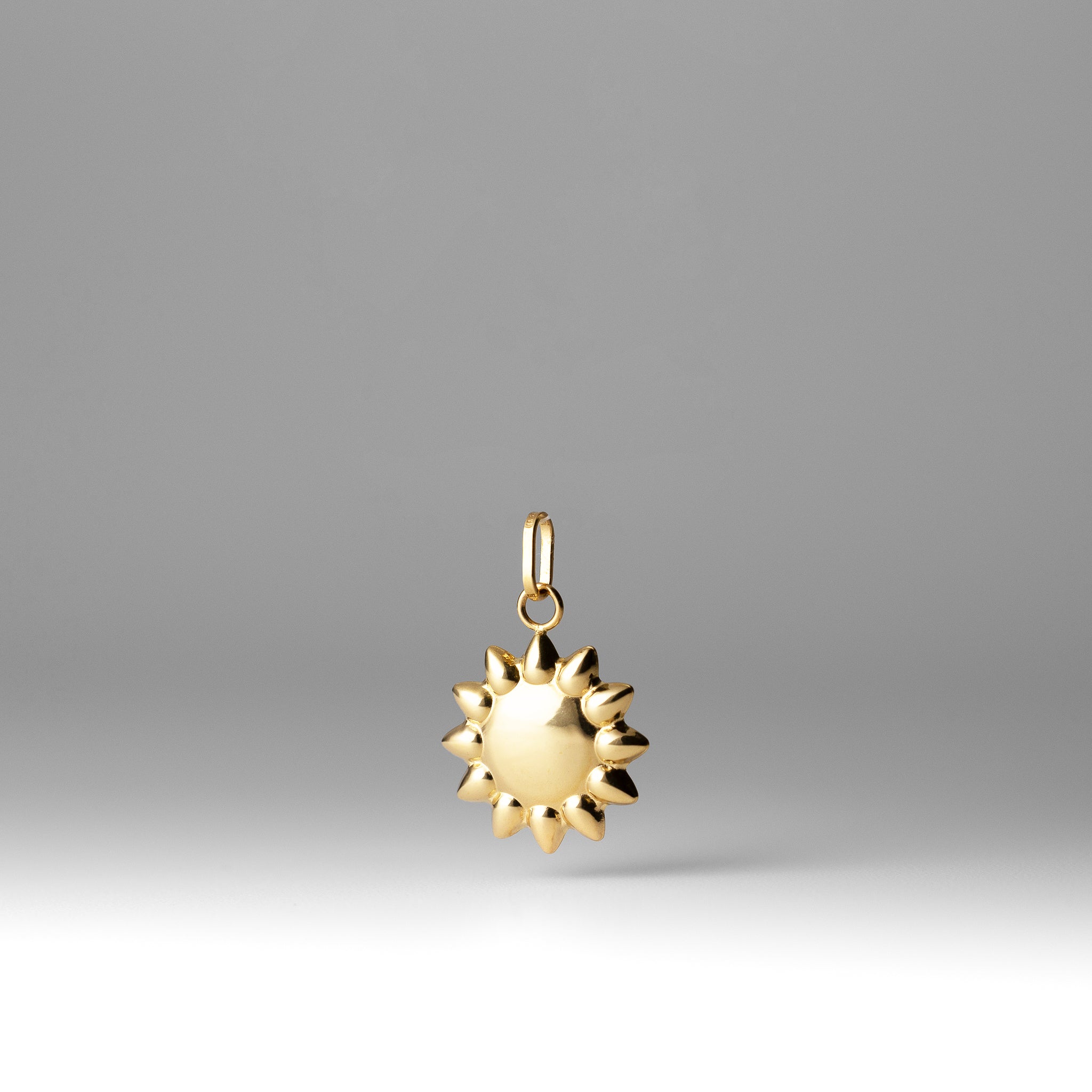 Gold Polished Puffed Sun Pendant - Charlie & Co. Jewelry