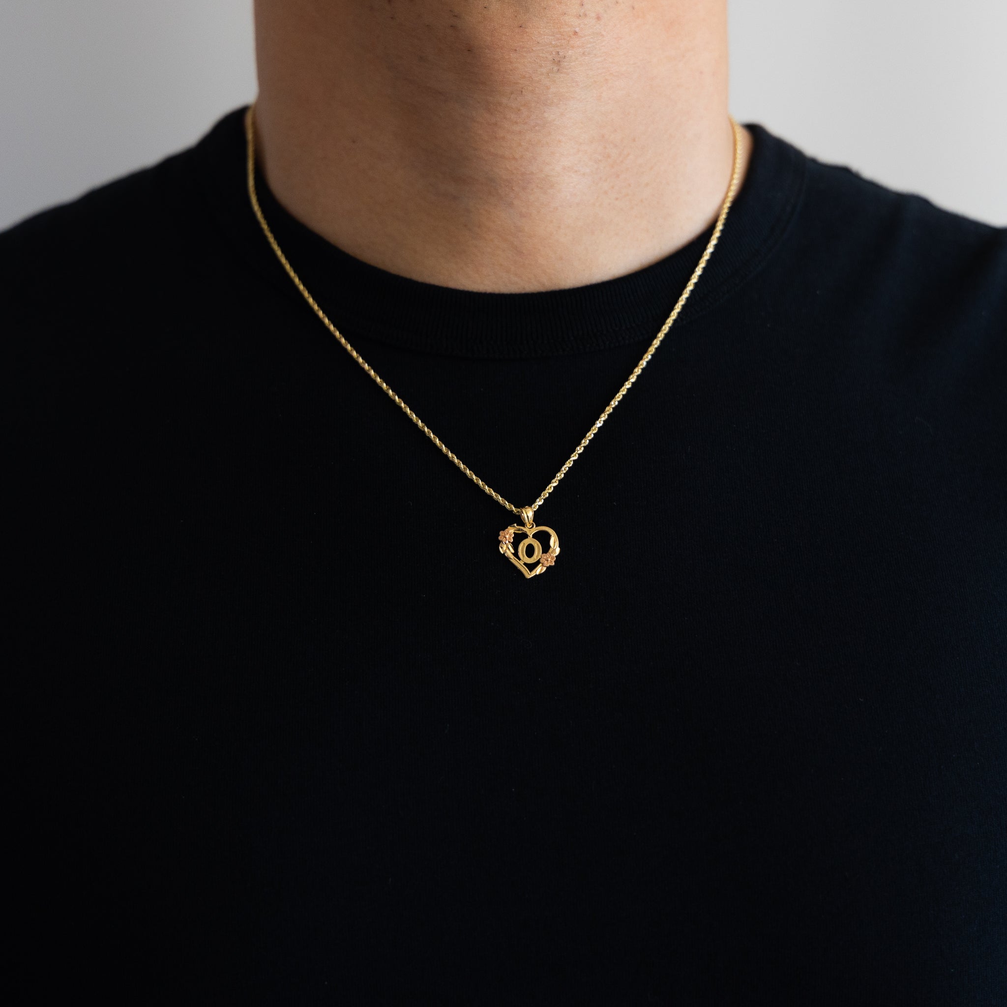 Gold Heart Initial O Pendant | A-Z Pendants - Charlie & Co. Jewelry