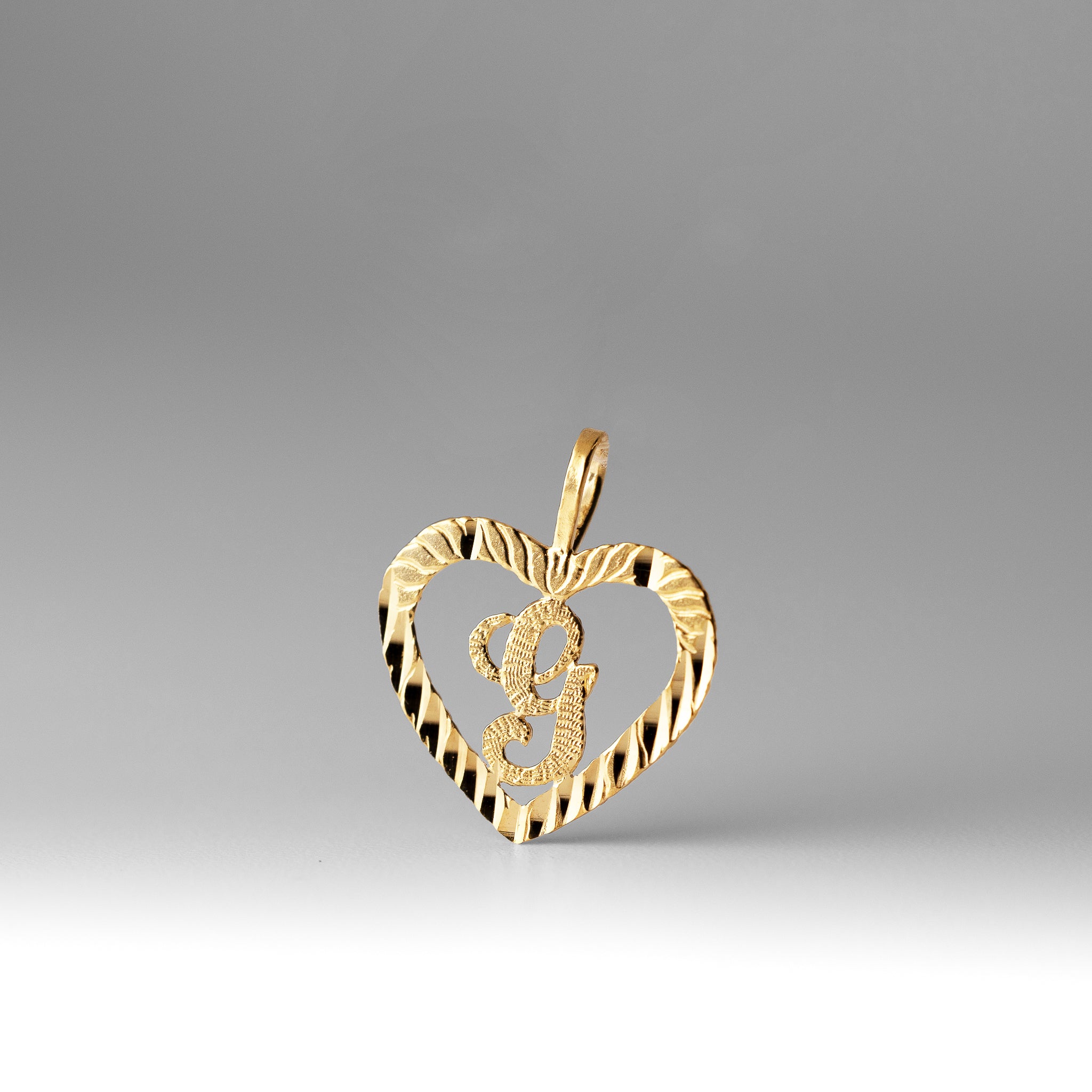 Gold Heart-Shaped Letter G Pendant | A-Z Pendants - Charlie & Co. Jewelry