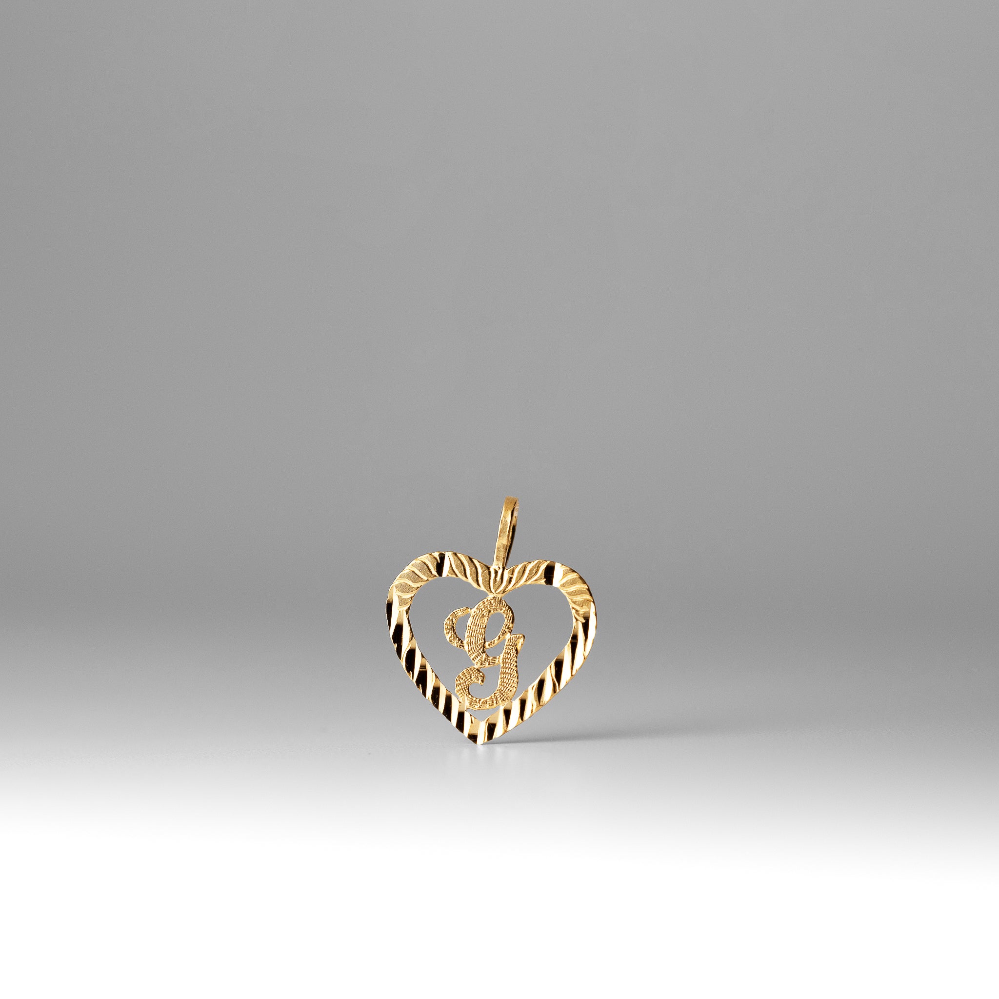 Gold Heart-Shaped Letter G Pendant | A-Z Pendants - Charlie & Co. Jewelry