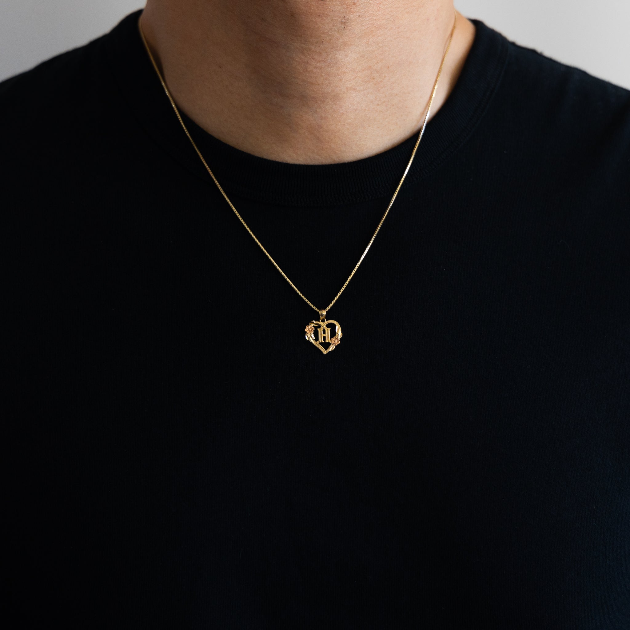 Gold Heart Initial H Pendant | A-Z Pendants - Charlie & Co. Jewelry