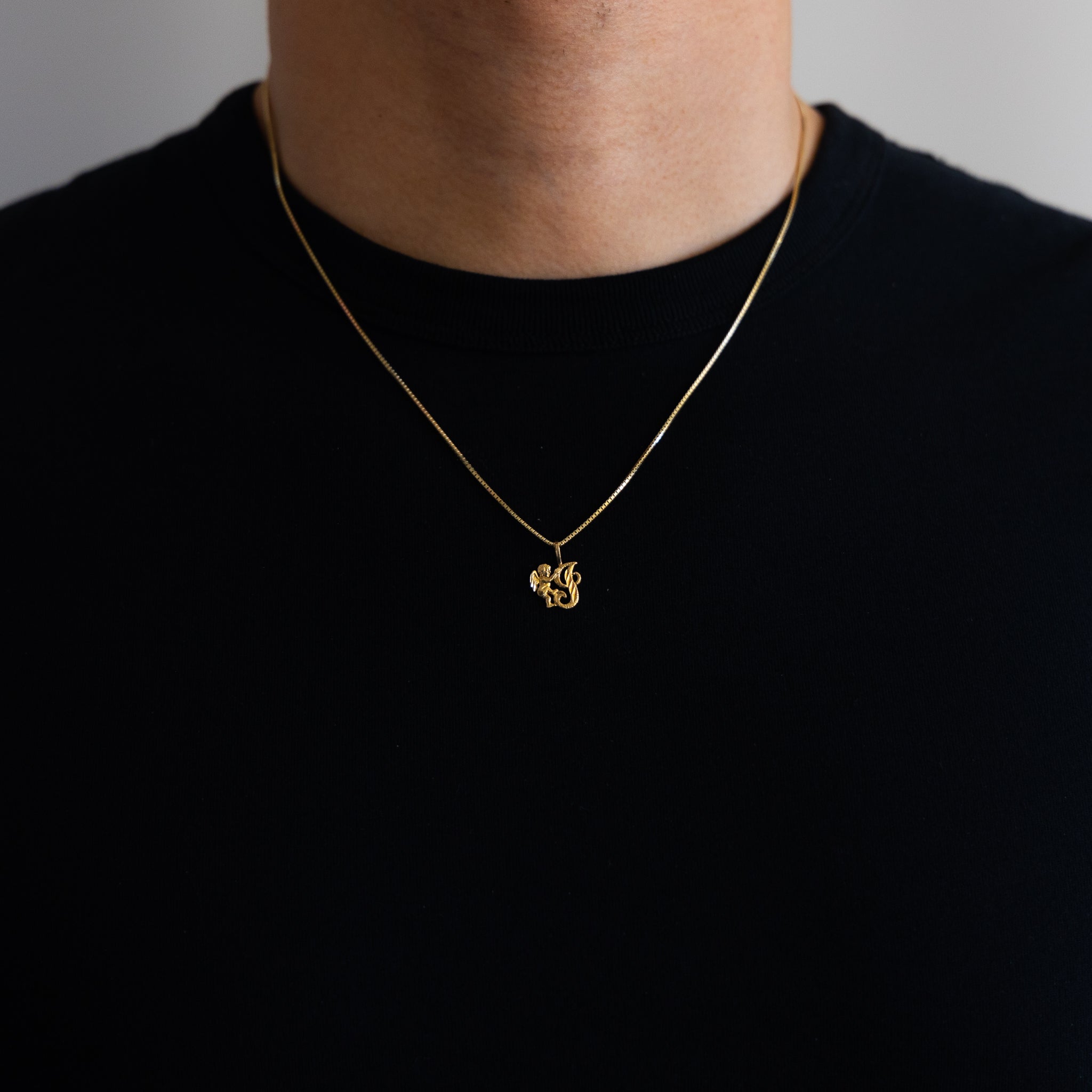 Gold Angel Letter I Pendant | A-Z Pendants - Charlie & Co. Jewelry