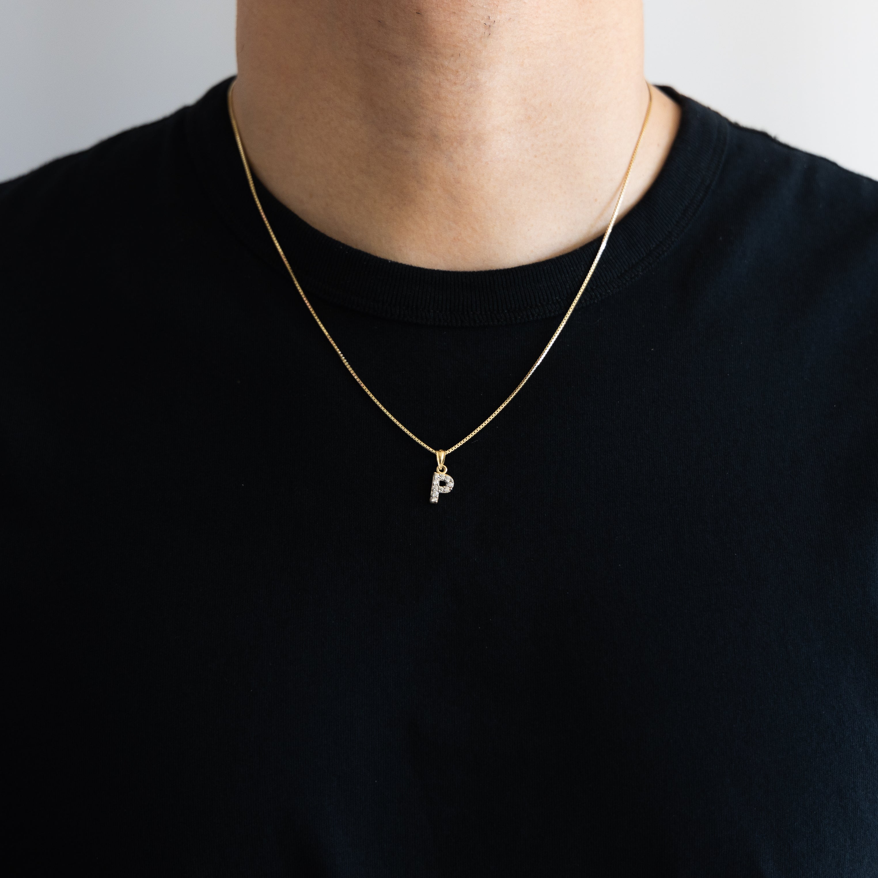 Gold Cubic Zirconia Letter P Pendant | A-Z Pendants - Charlie & Co. Jewelry