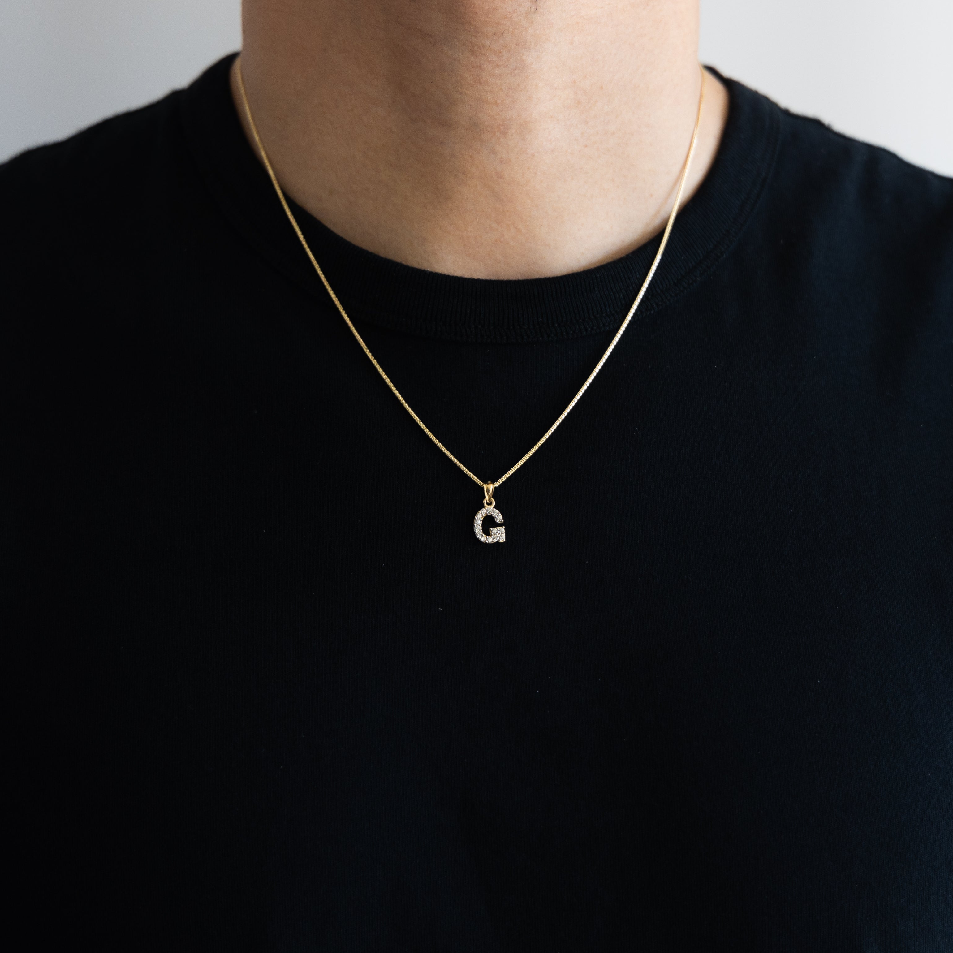 Gold Cubic Zirconia Letter G Pendant | A-Z Pendants - Charlie & Co. Jewelry