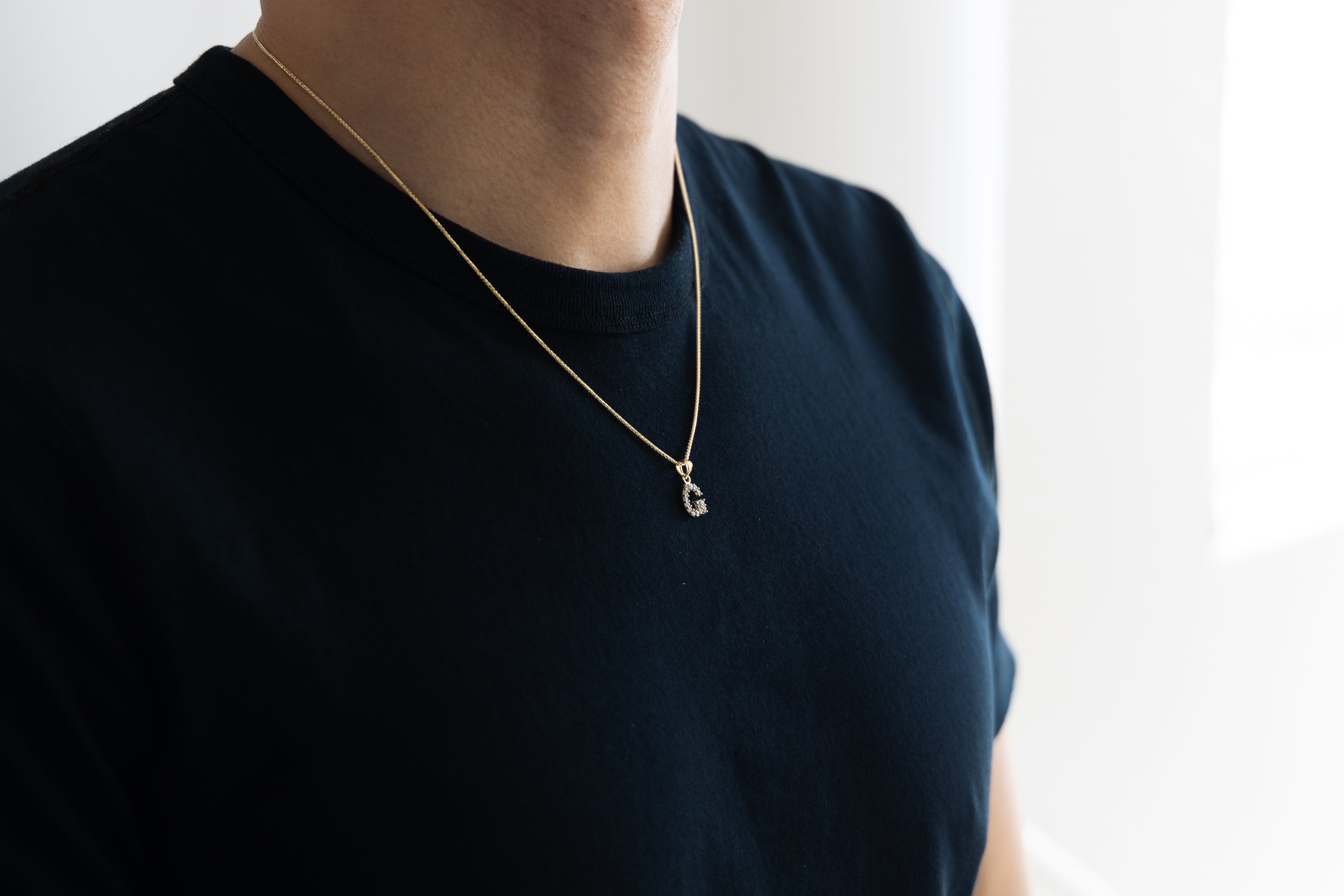 Gold Cubic Zirconia Letter G Pendant | A-Z Pendants - Charlie & Co. Jewelry