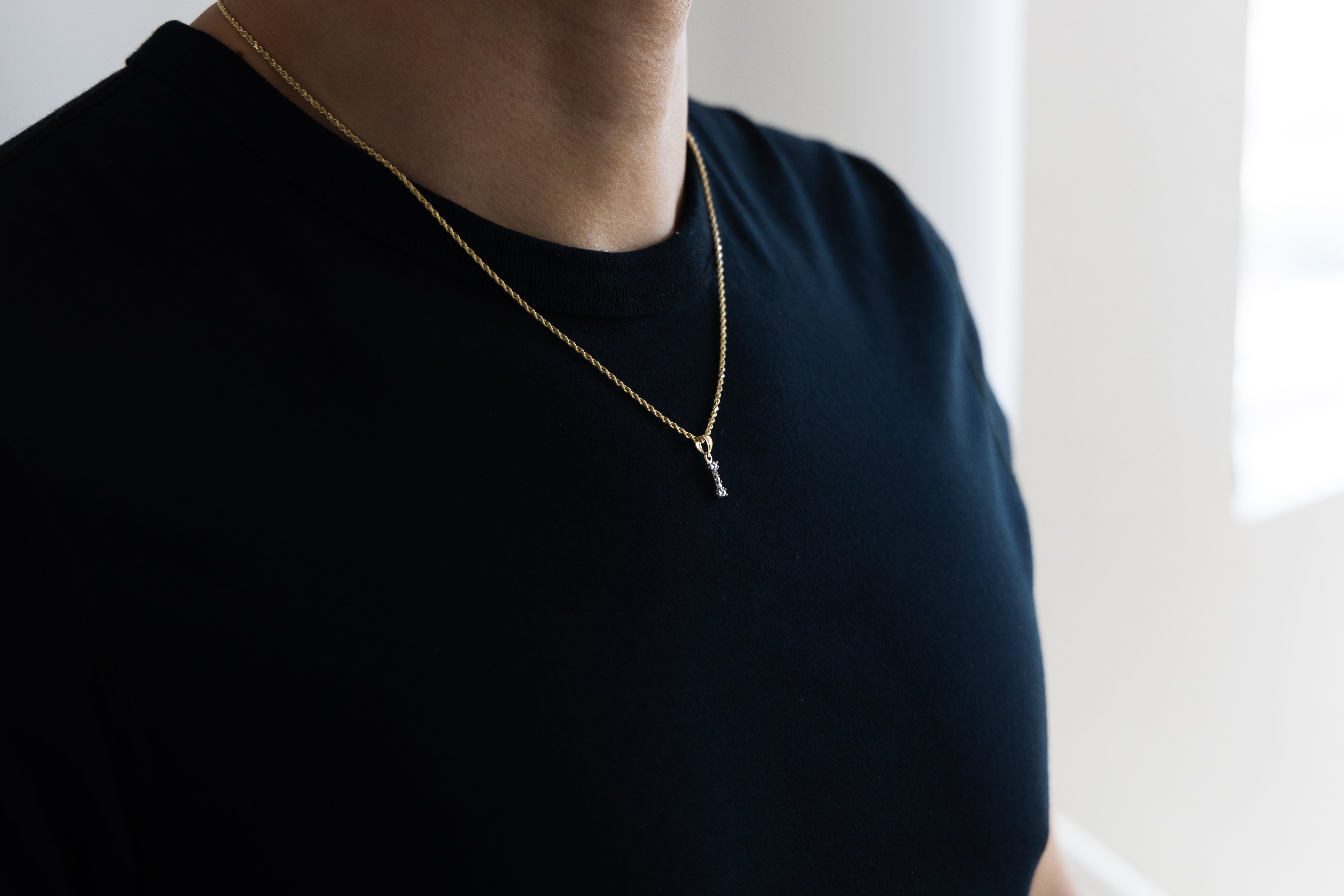Gold Cubic Zirconia Letter I Pendant | A-Z Pendants - Charlie & Co. Jewelry