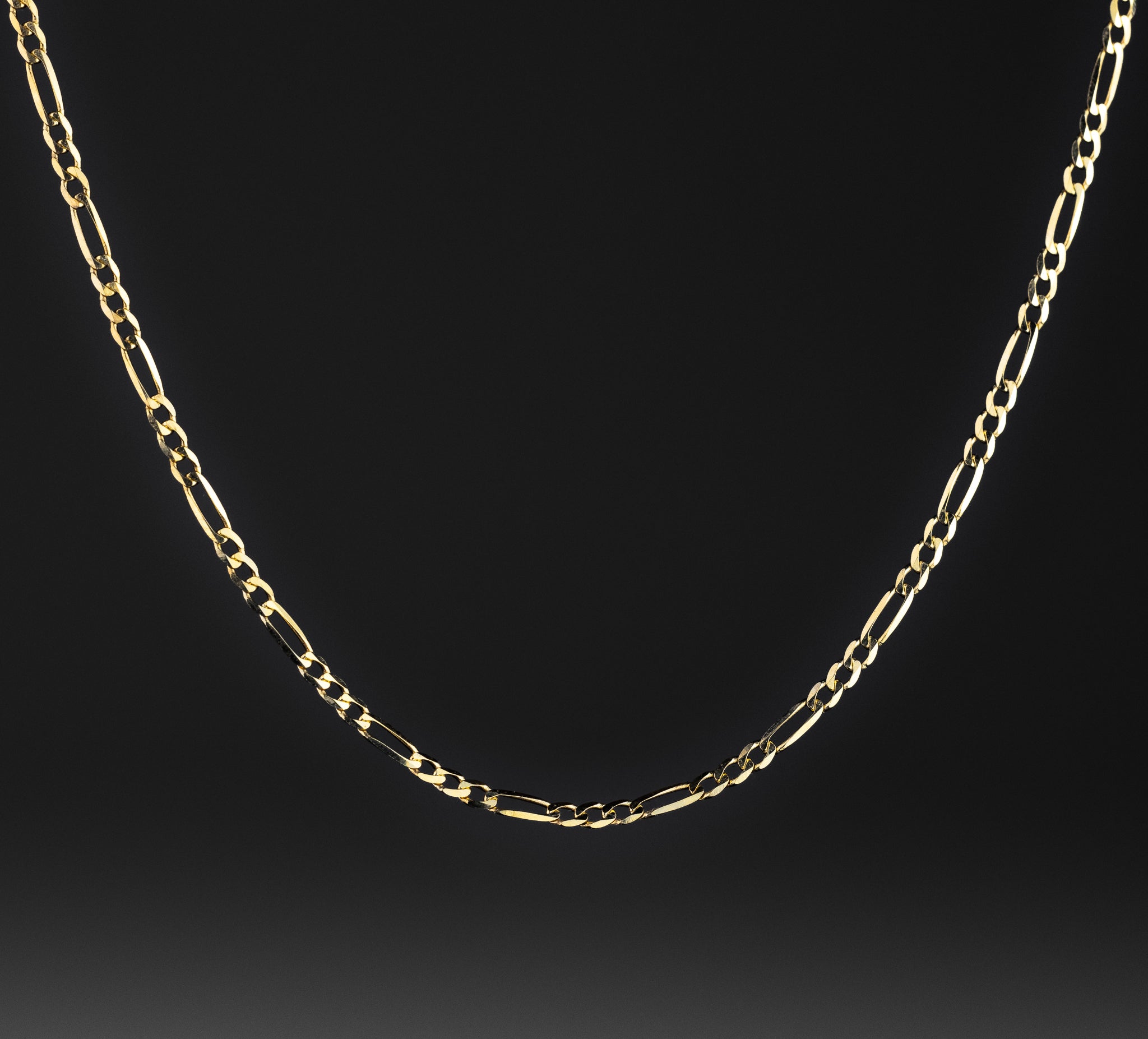 2mm Gold Solid Figaro Chain With - Model 0105 - Charlie & Co. Jewelry