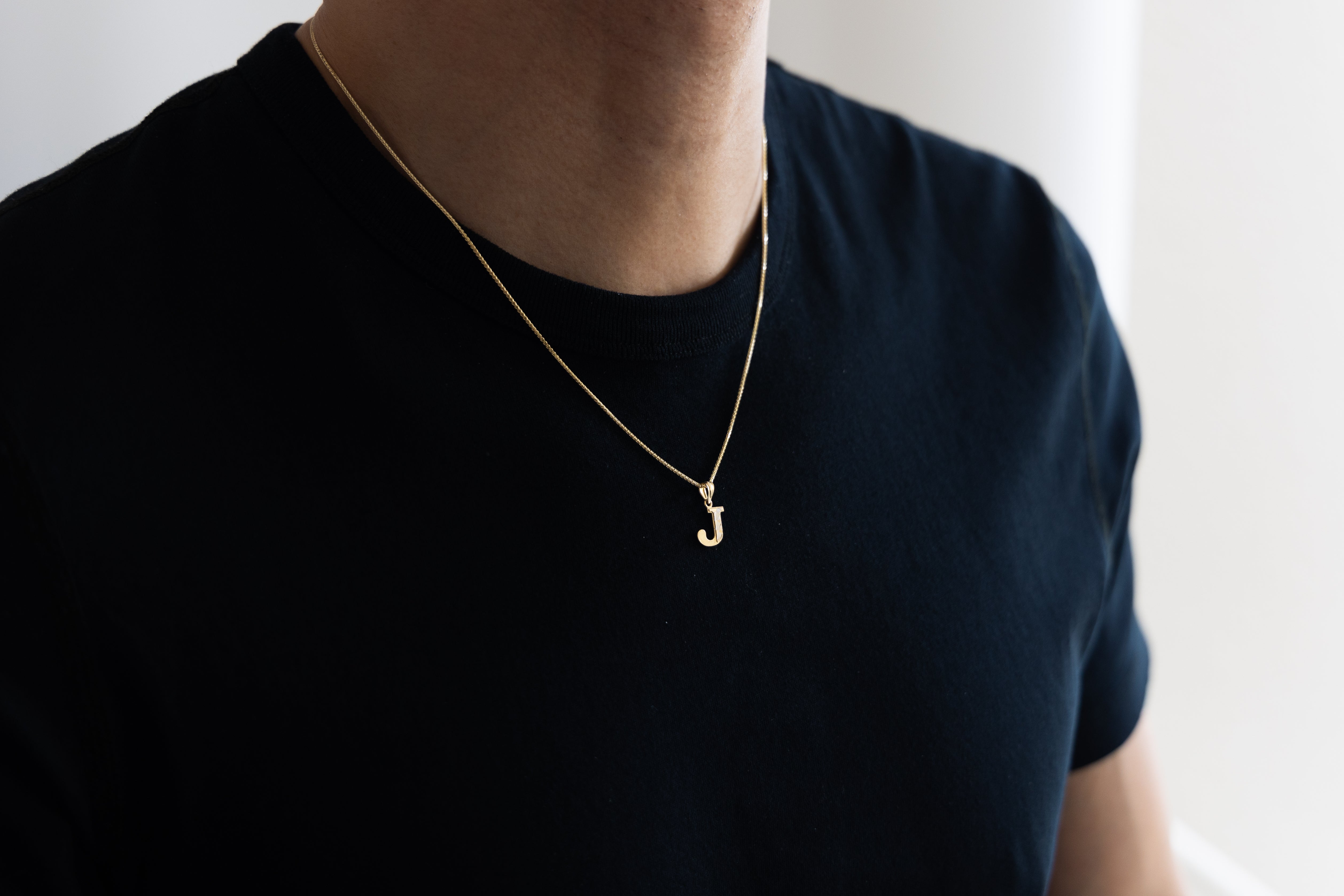 Gold Bold Letter J Pendant | A-Z Pendants - Charlie & Co. Jewelry