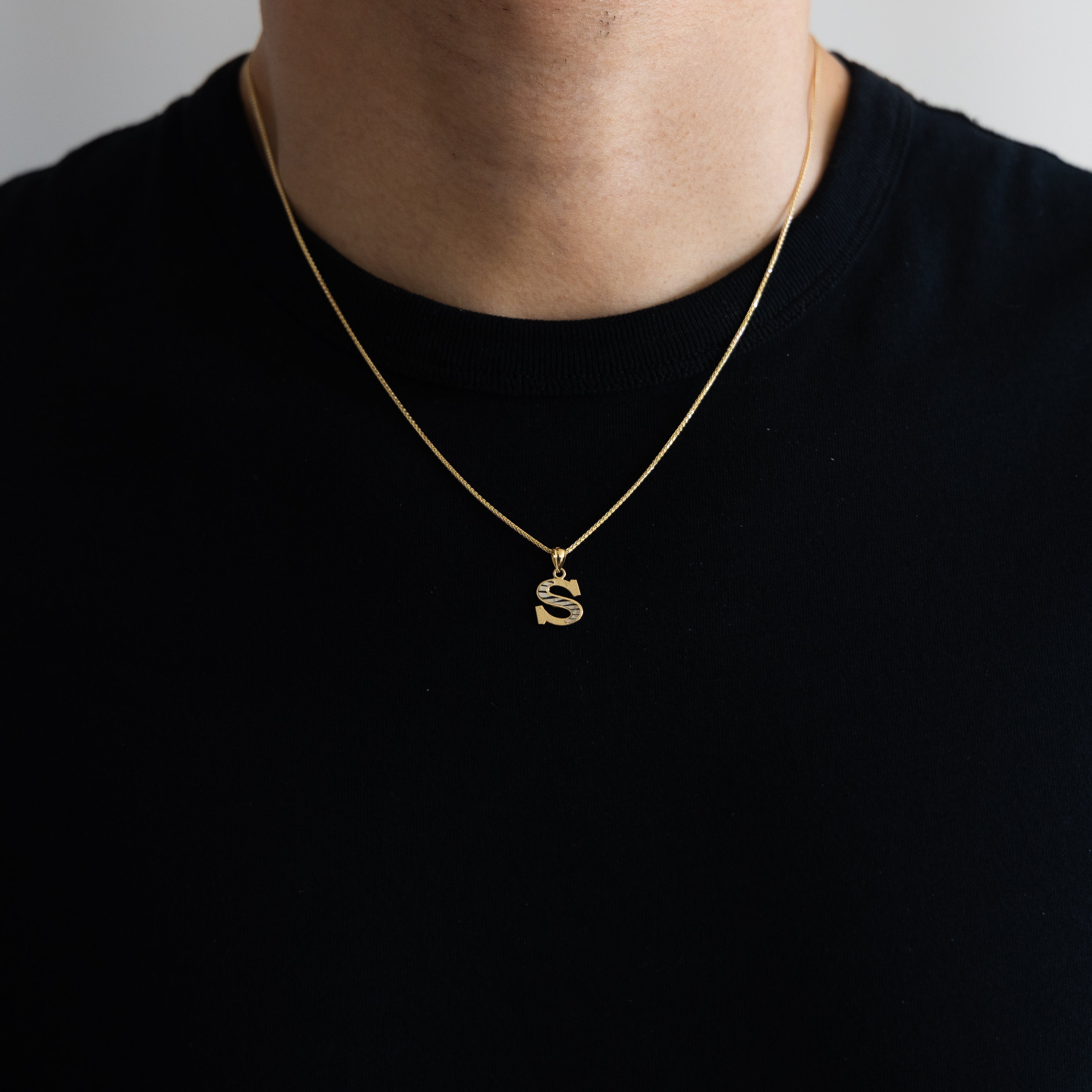 Gold Bold Letter S Pendant | A-Z Pendants - Charlie & Co. Jewelry