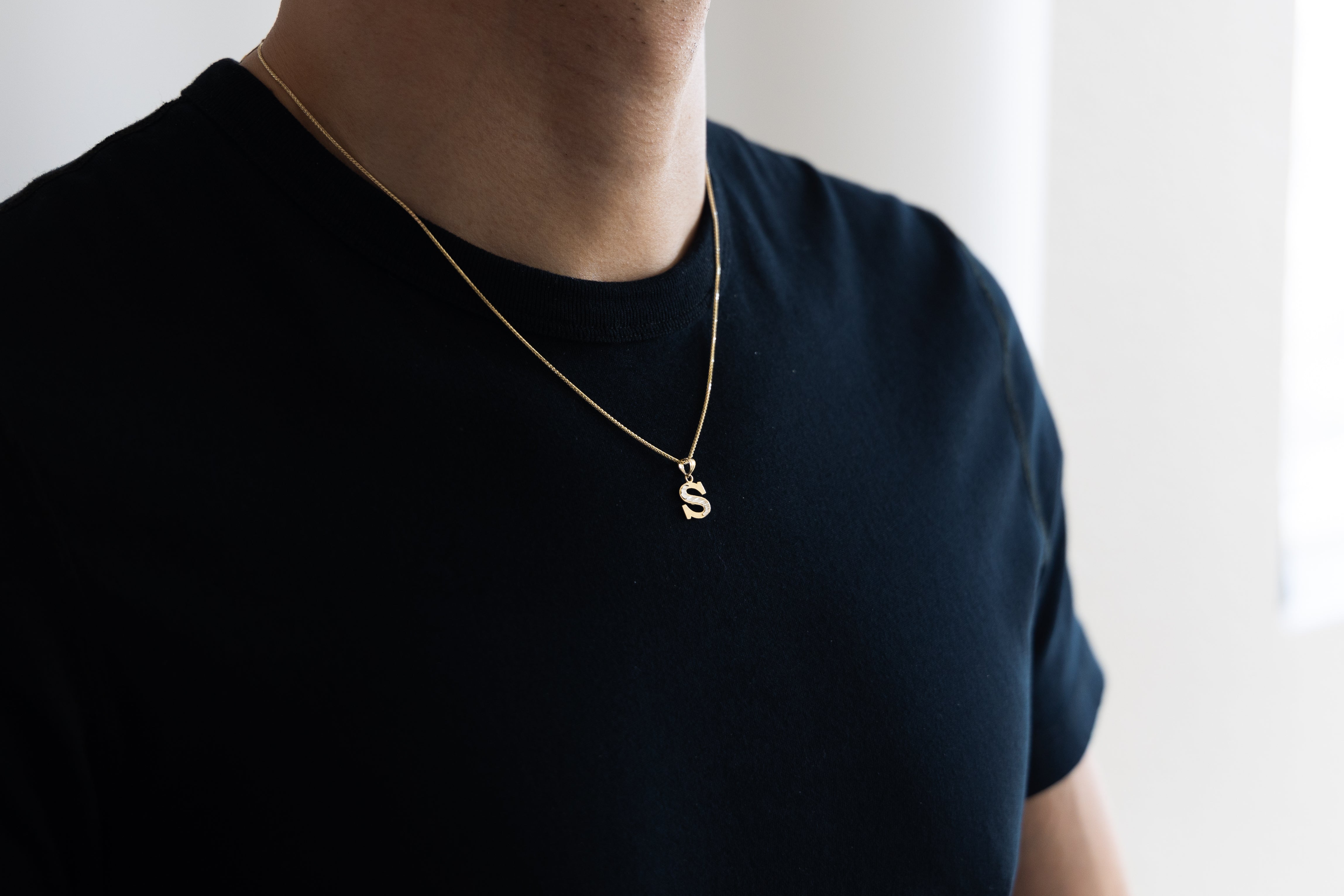 Gold Bold Letter S Pendant | A-Z Pendants - Charlie & Co. Jewelry