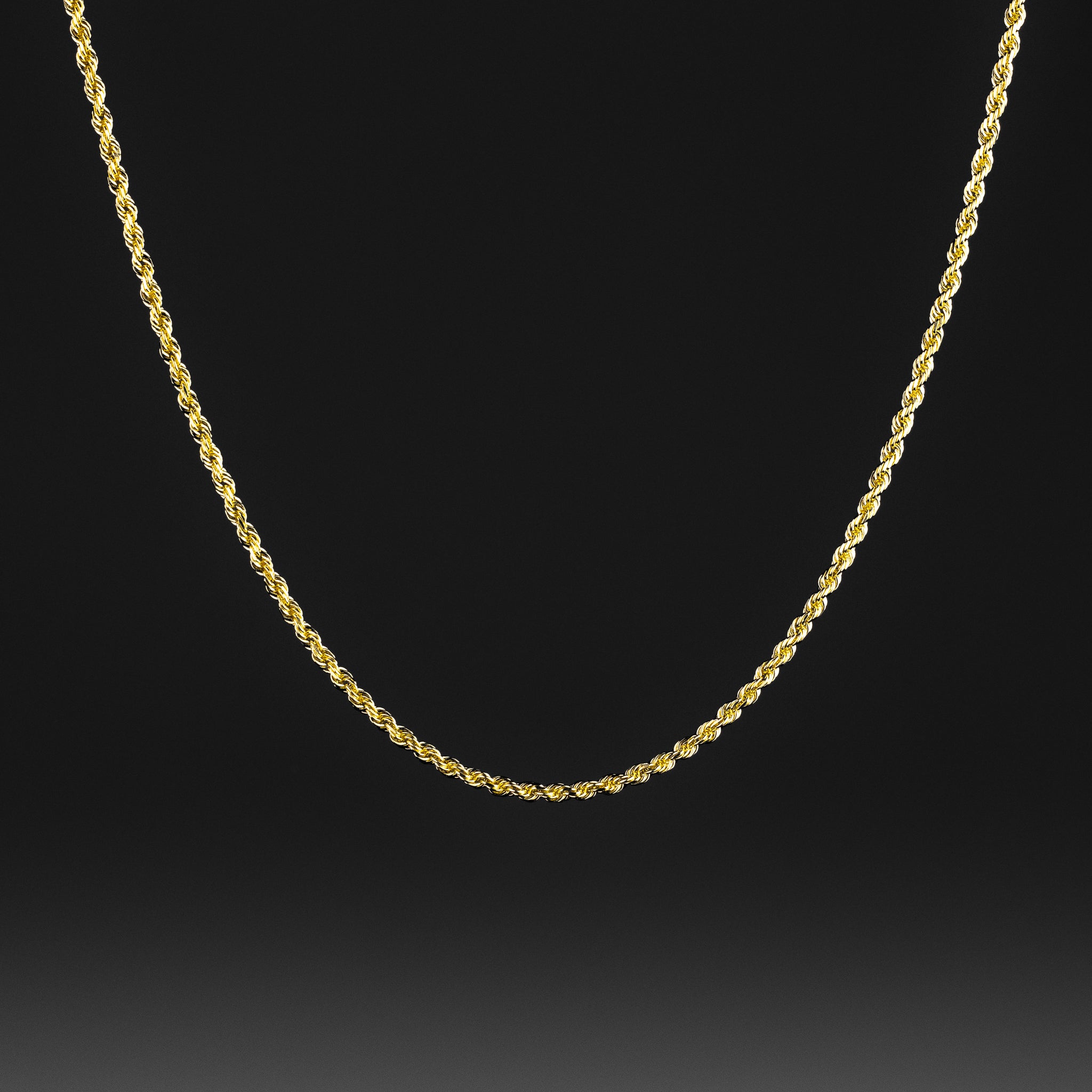 1.5mm Gold Diamond Cut Solid Rope Chain - Model 0390 - Charlie & Co. Jewelry