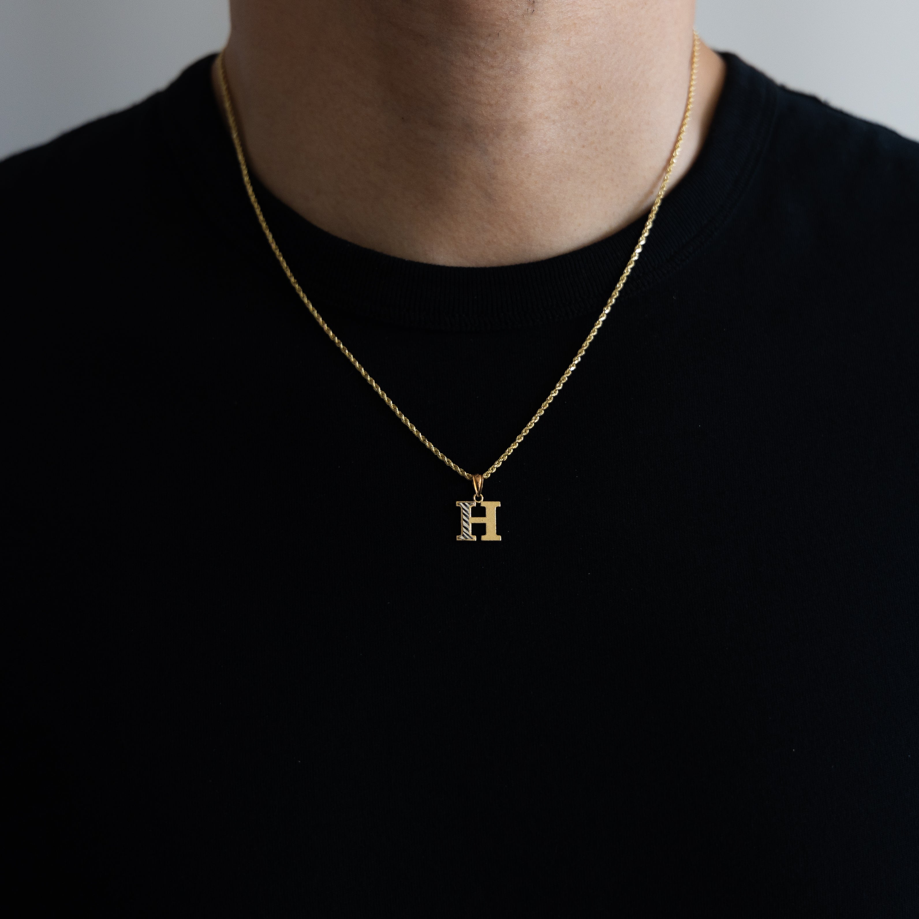 Gold Bold Letter H Pendant | A-Z Pendants - Charlie & Co. Jewelry