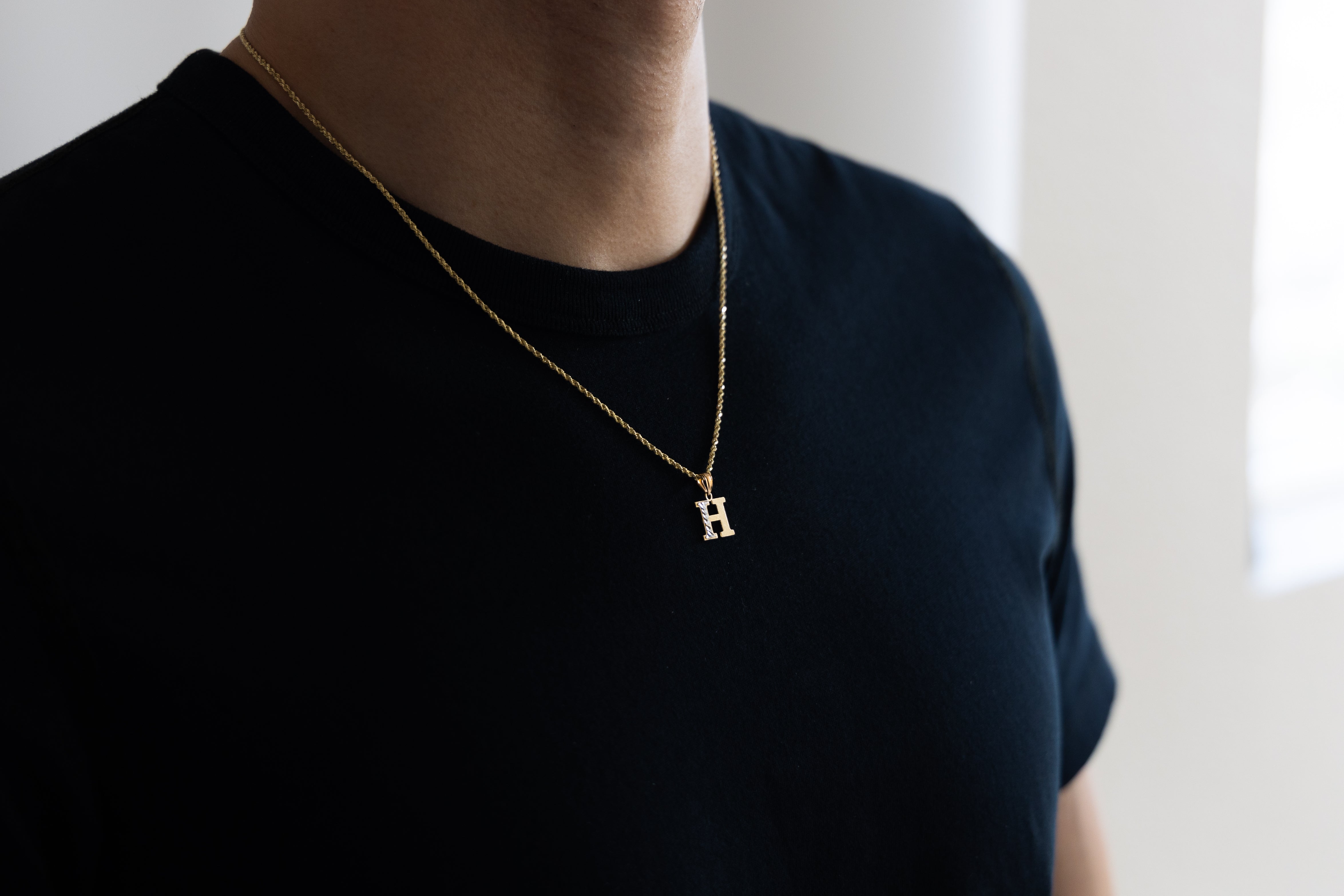 Gold Bold Letter H Pendant | A-Z Pendants - Charlie & Co. Jewelry
