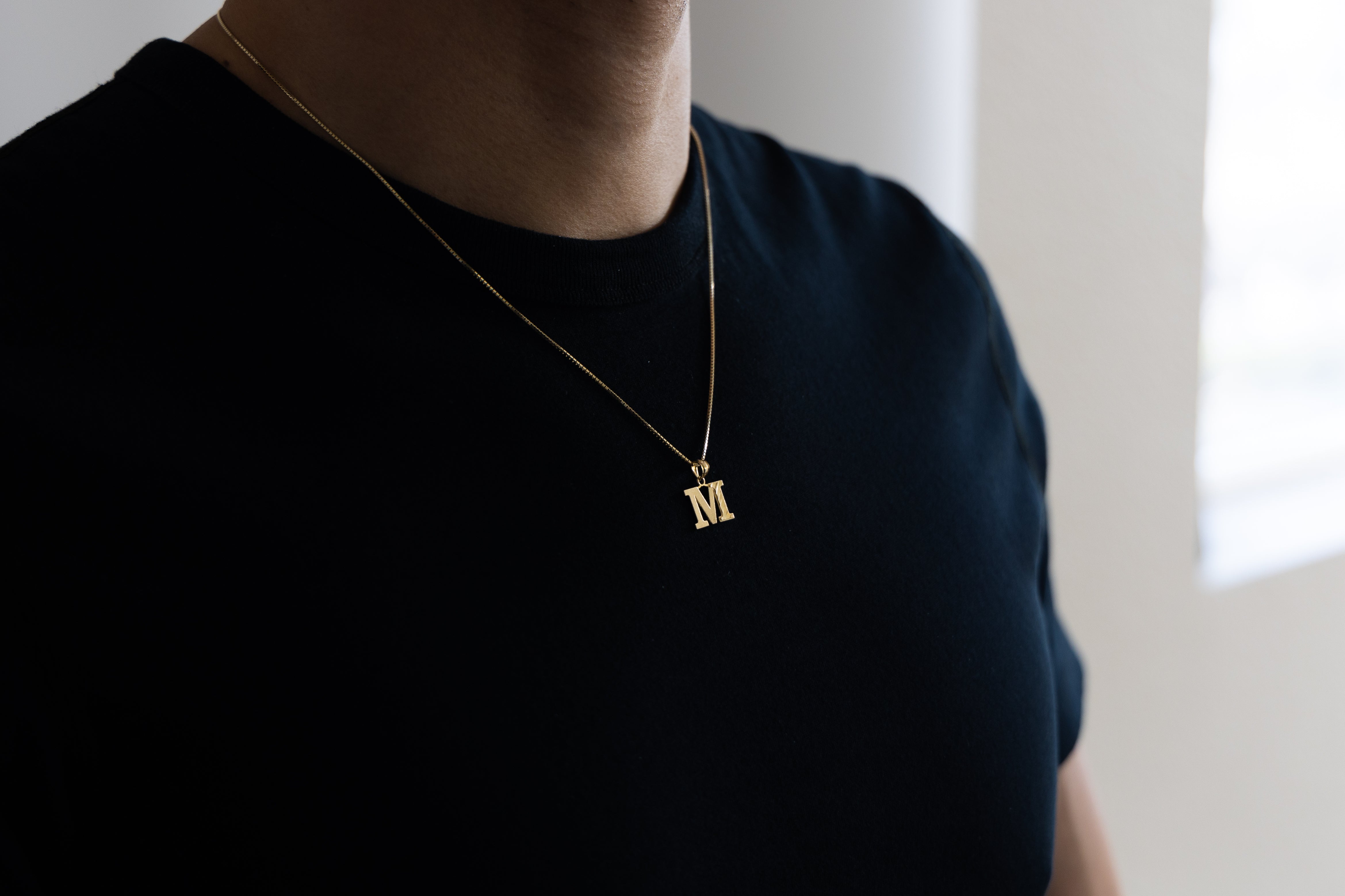 Gold Bold Letter M Pendant | A-Z Pendants - Charlie & Co. Jewelry