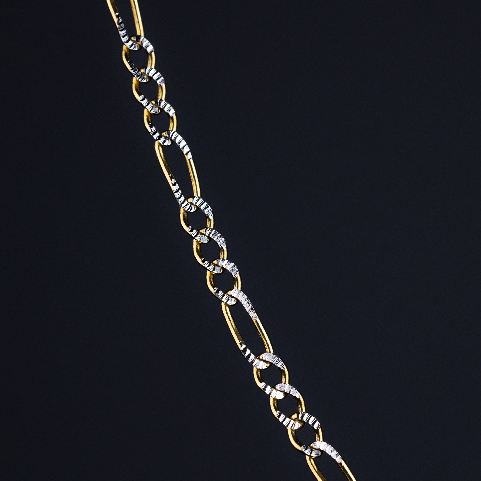 2.1mm Gold Diamond Cut Figaro Chain With - Model 0123 - Charlie & Co. Jewelry