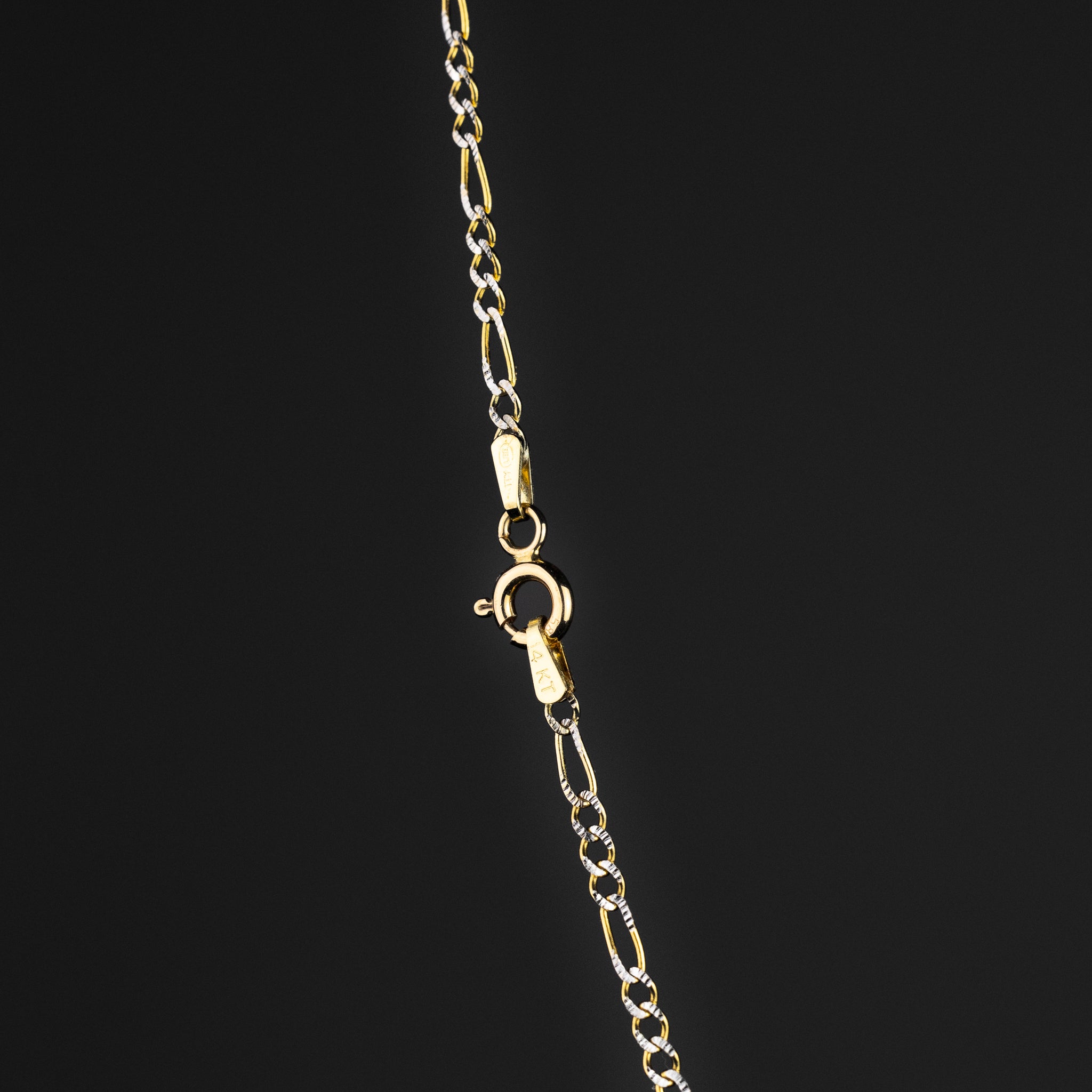 2.1mm Gold Diamond Cut Figaro Chain With - Model 0123 - Charlie & Co. Jewelry