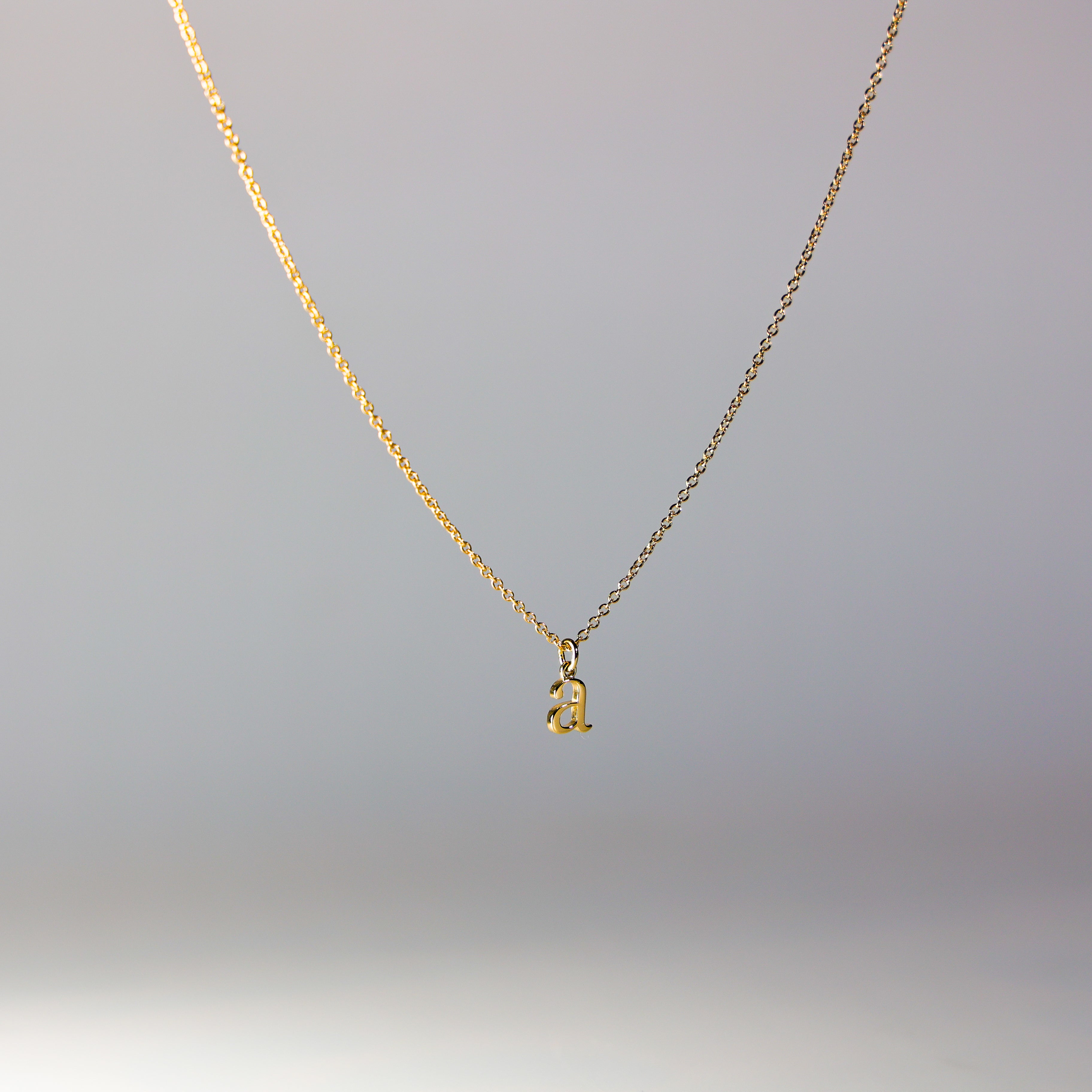 14K Gold Elegant Lowercase 'a' Initial Choker Necklace - Charlie & Co. Jewelry