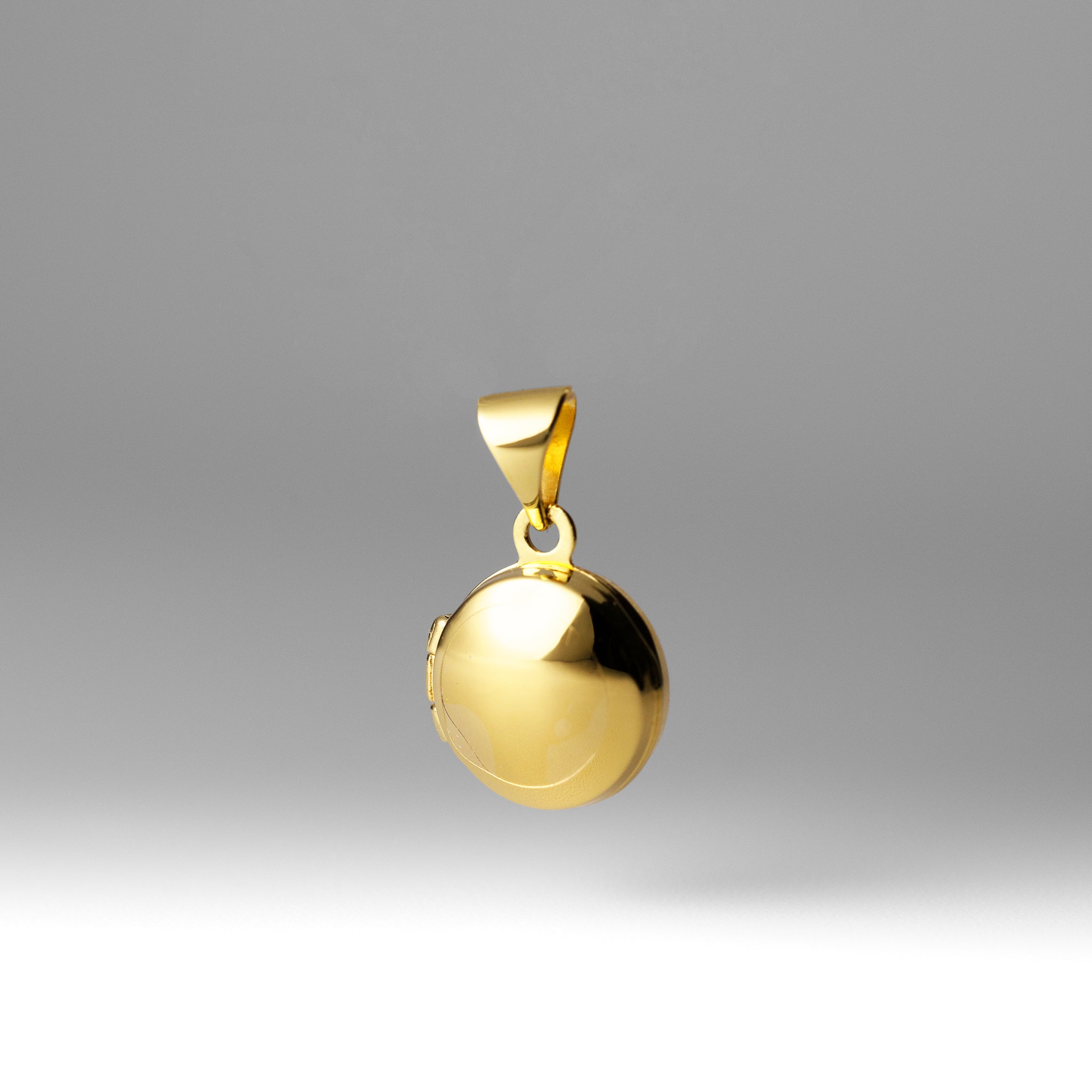 Gold Polished Domed 10mm Small Round Locket Pendant - Model XL729 - Charlie & Co. Jewelry