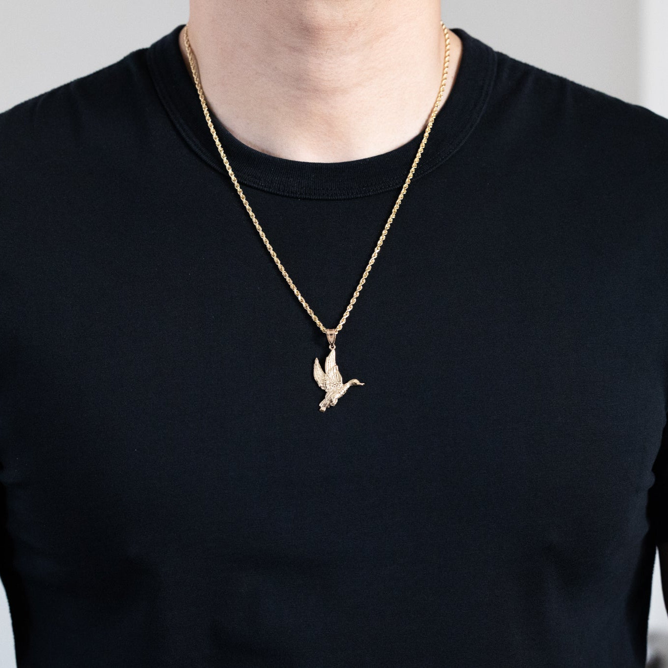 Gold Large Flying Mallard Duck Pendant - Model K6505 - Charlie & Co. Jewelry