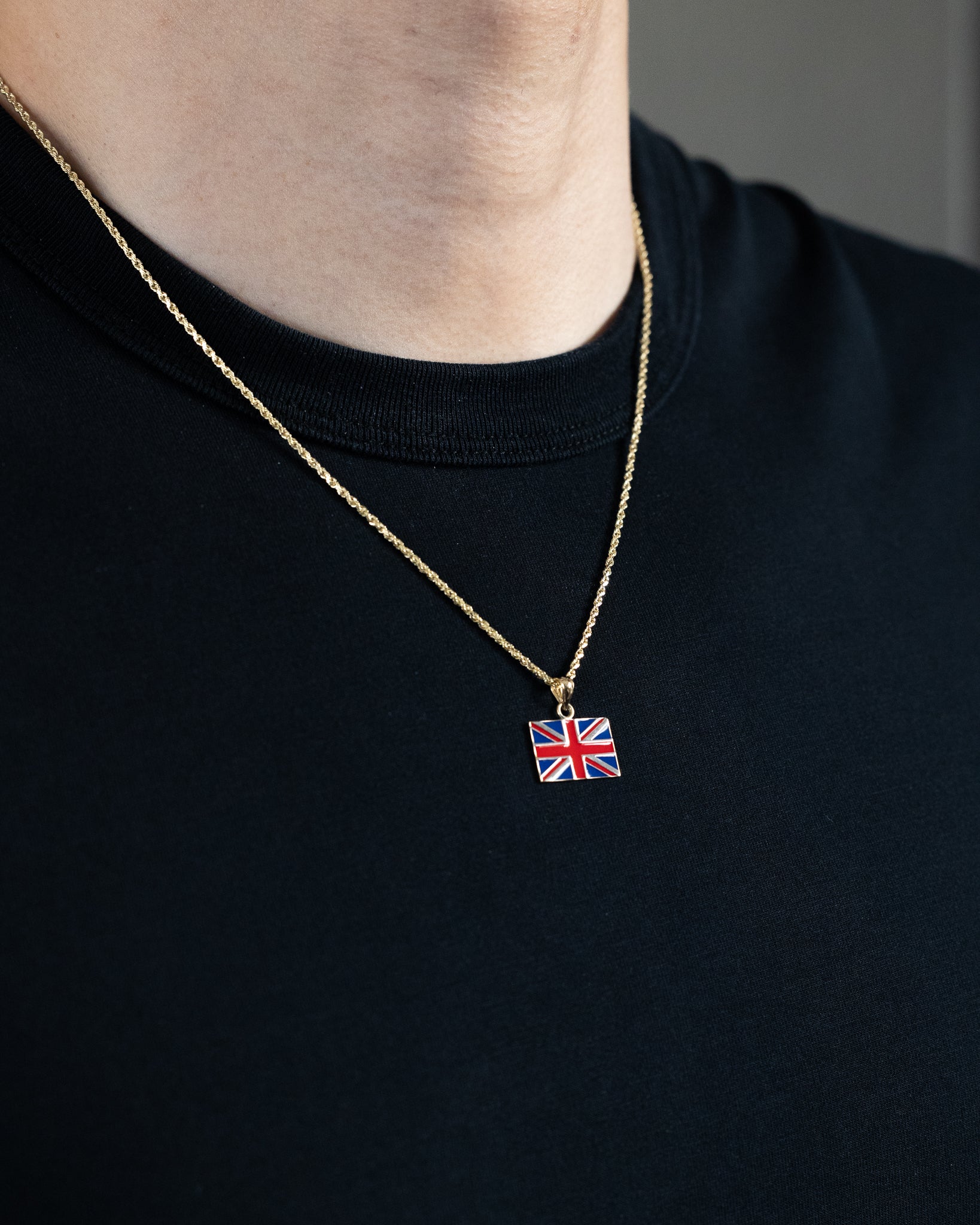 Gold Enamel United Kingdom Flag Pendant - Model K870 - Charlie & Co. Jewelry