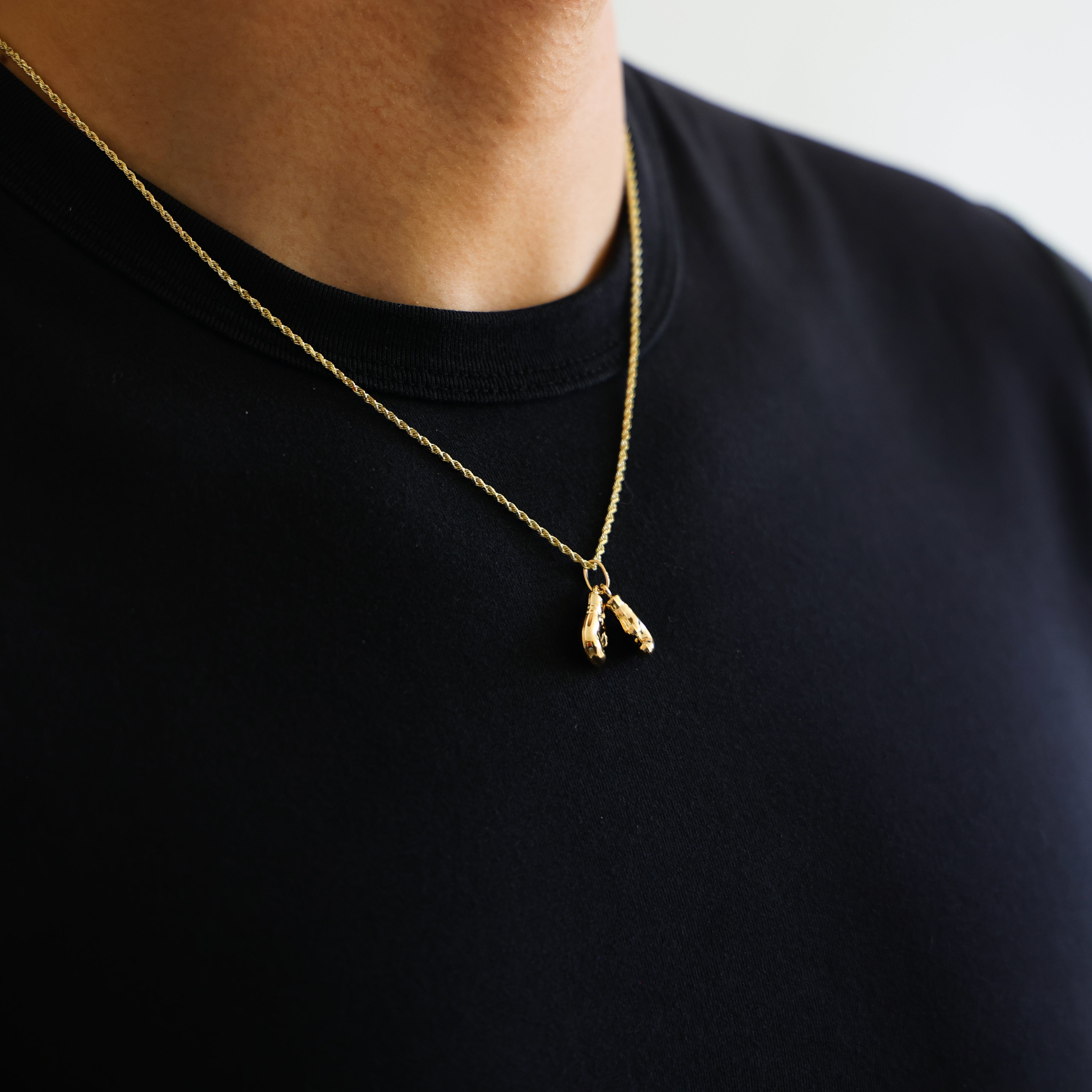 Gold Boxing Glove Pendant Double Model-479 - Charlie & Co. Jewelry