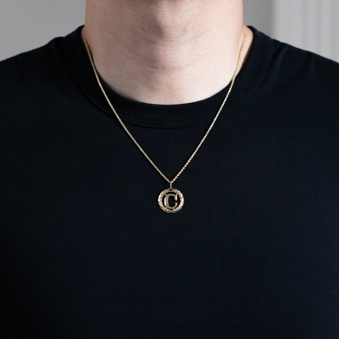 Gold Wreath S Initial Pendant | A-Z Pendants - Charlie & Co. Jewelry