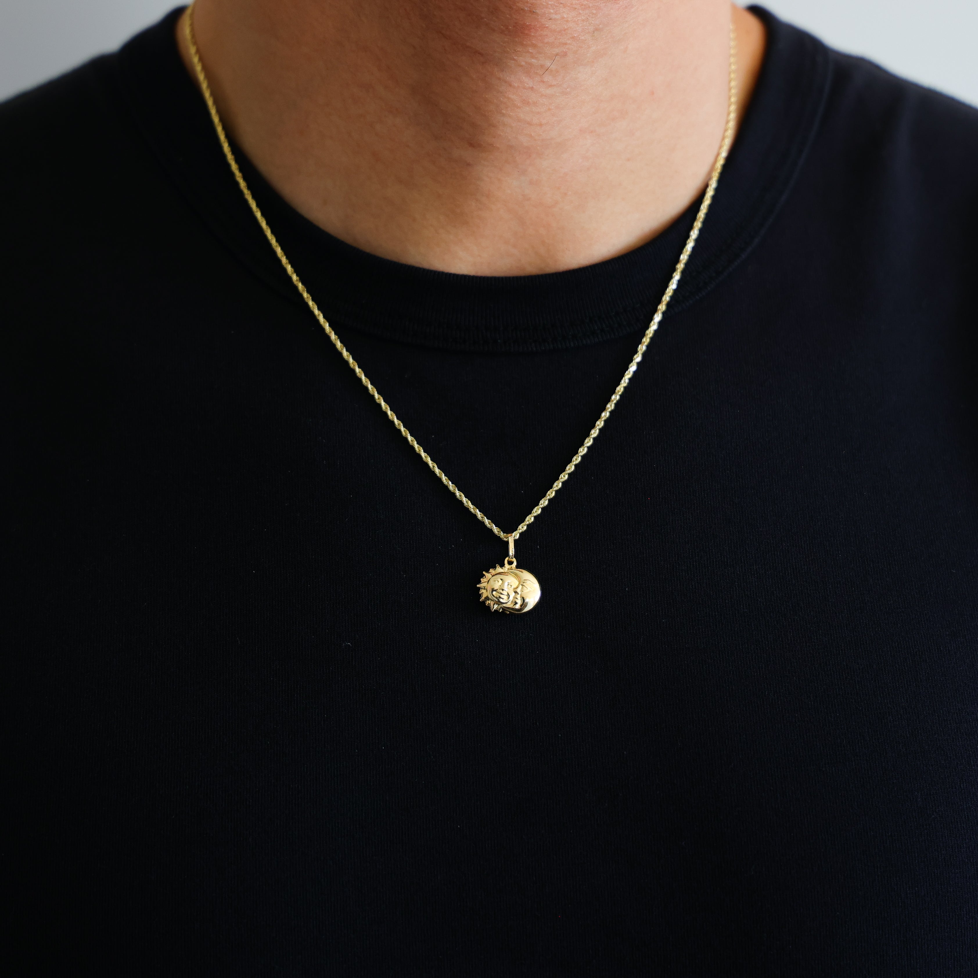 Gold Sun Moon Pendant Model-470 - Charlie & Co. Jewelry