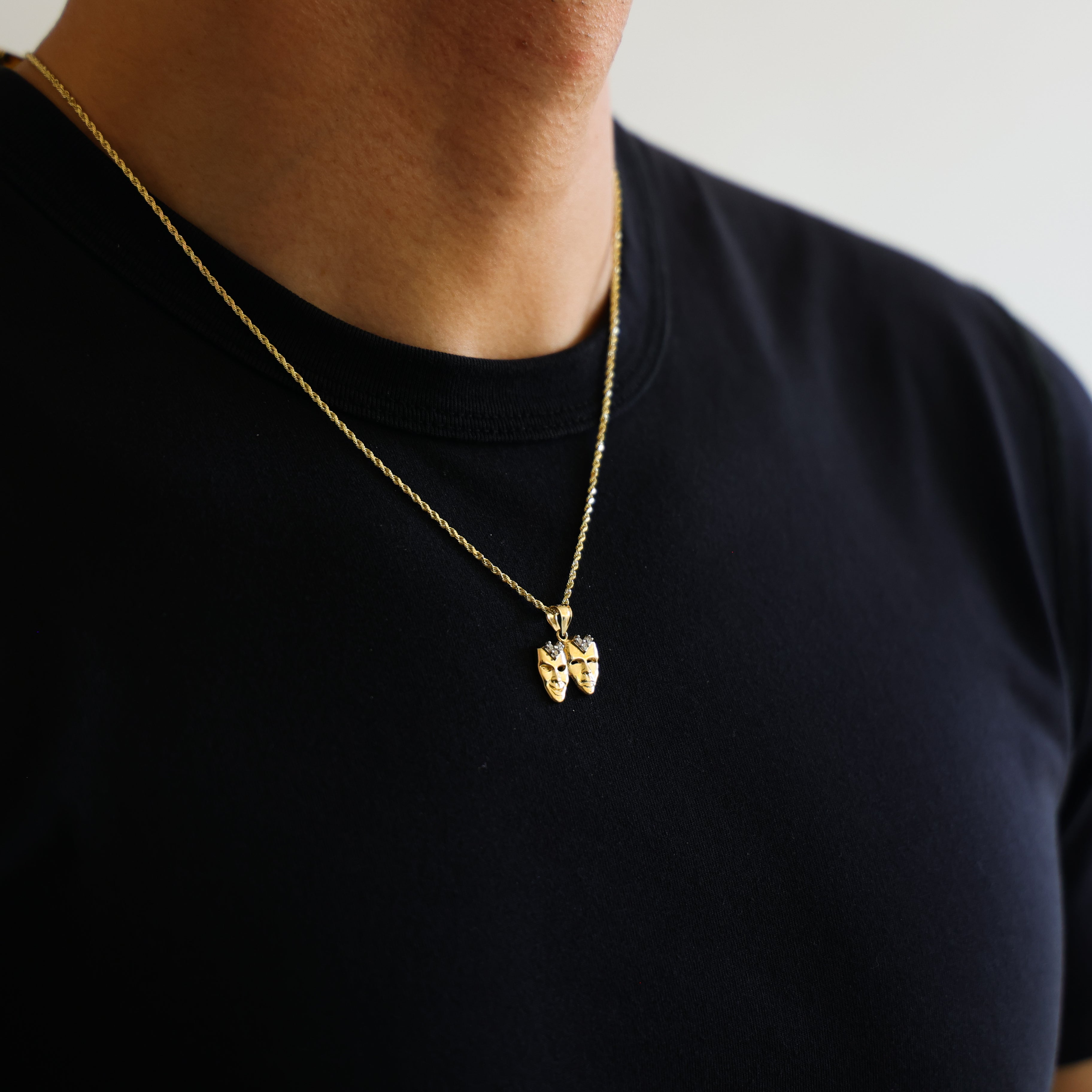 Gold Comedy & Tragedy Pendant Model-1800 - Charlie & Co. Jewelry