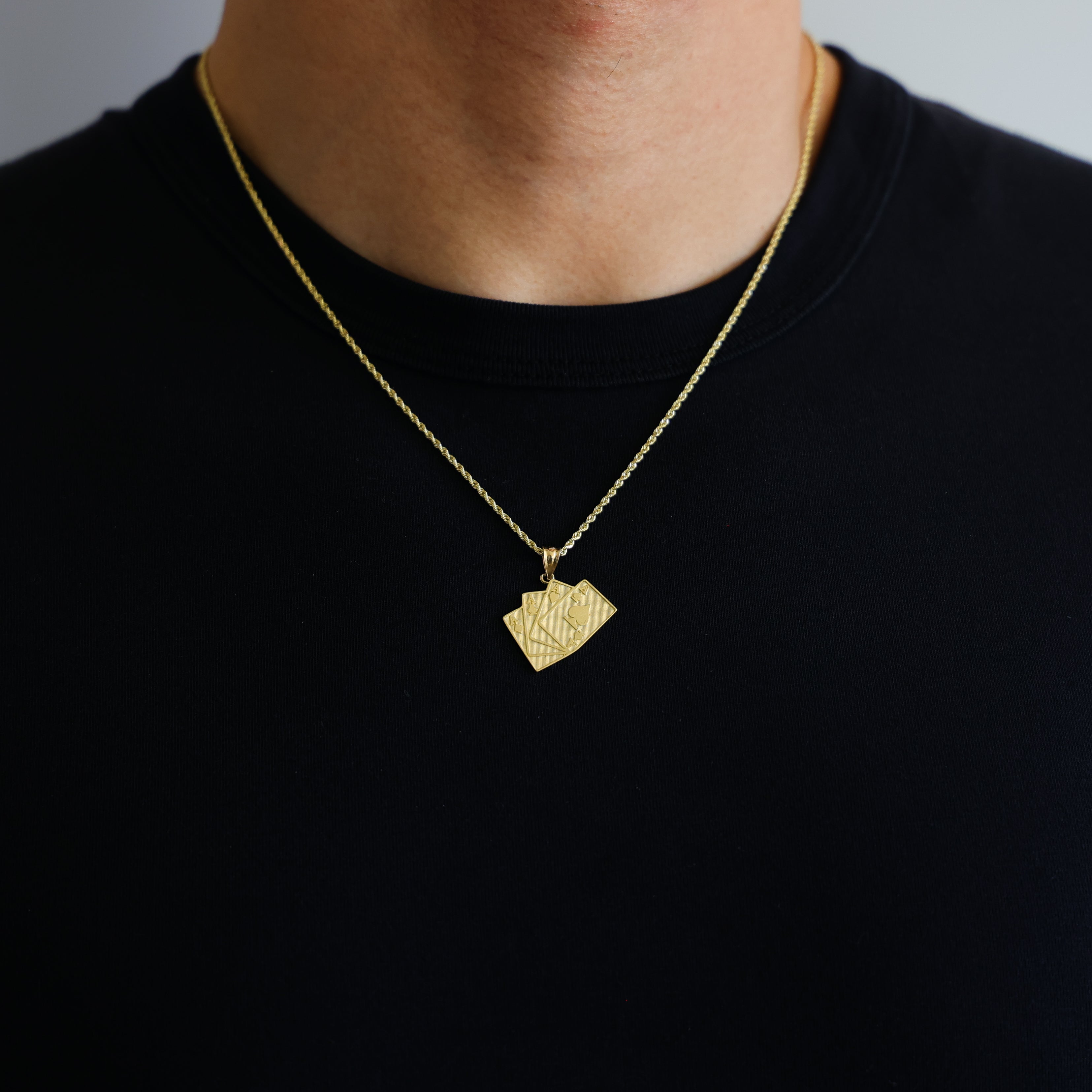 Gold 4 Aces Poker Hand Pendant Model-1971 - Charlie & Co. Jewelry