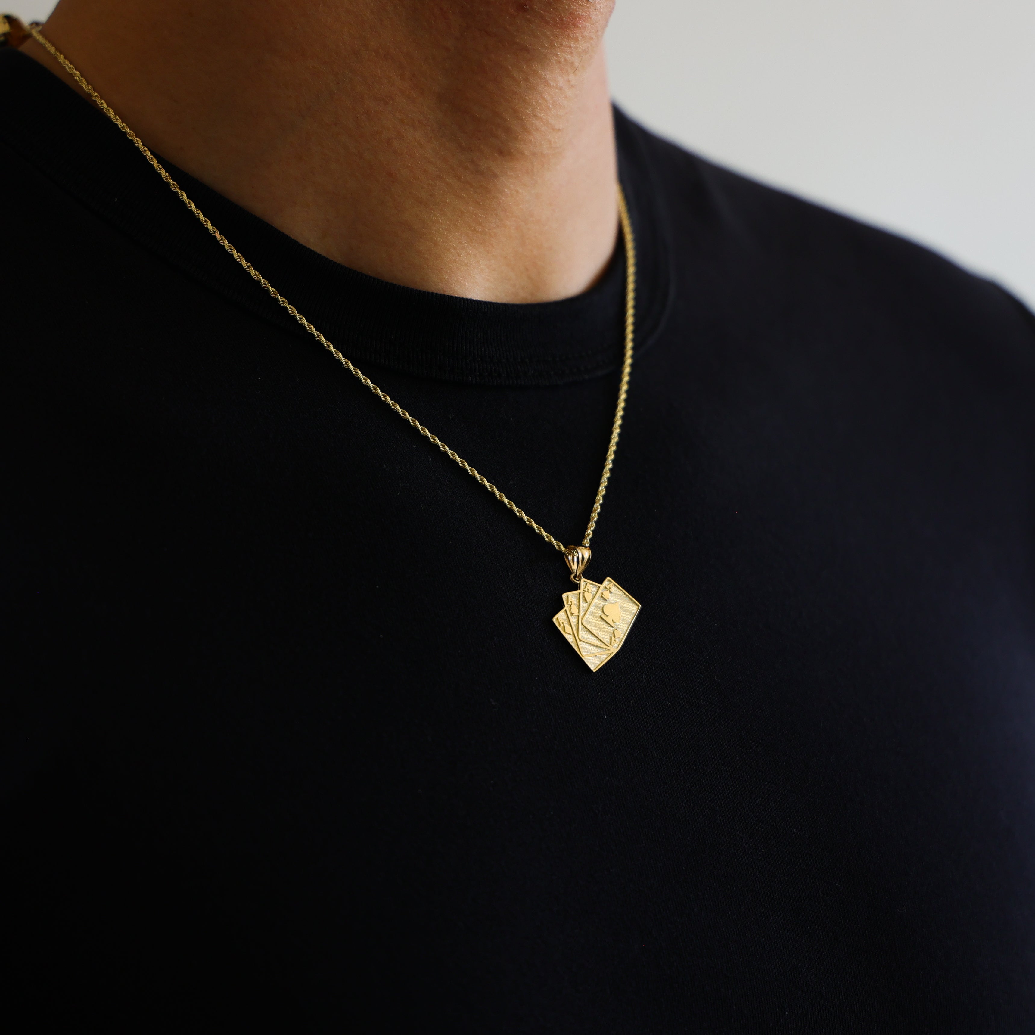 Gold 4 Aces Poker Hand Pendant Model-1971 - Charlie & Co. Jewelry