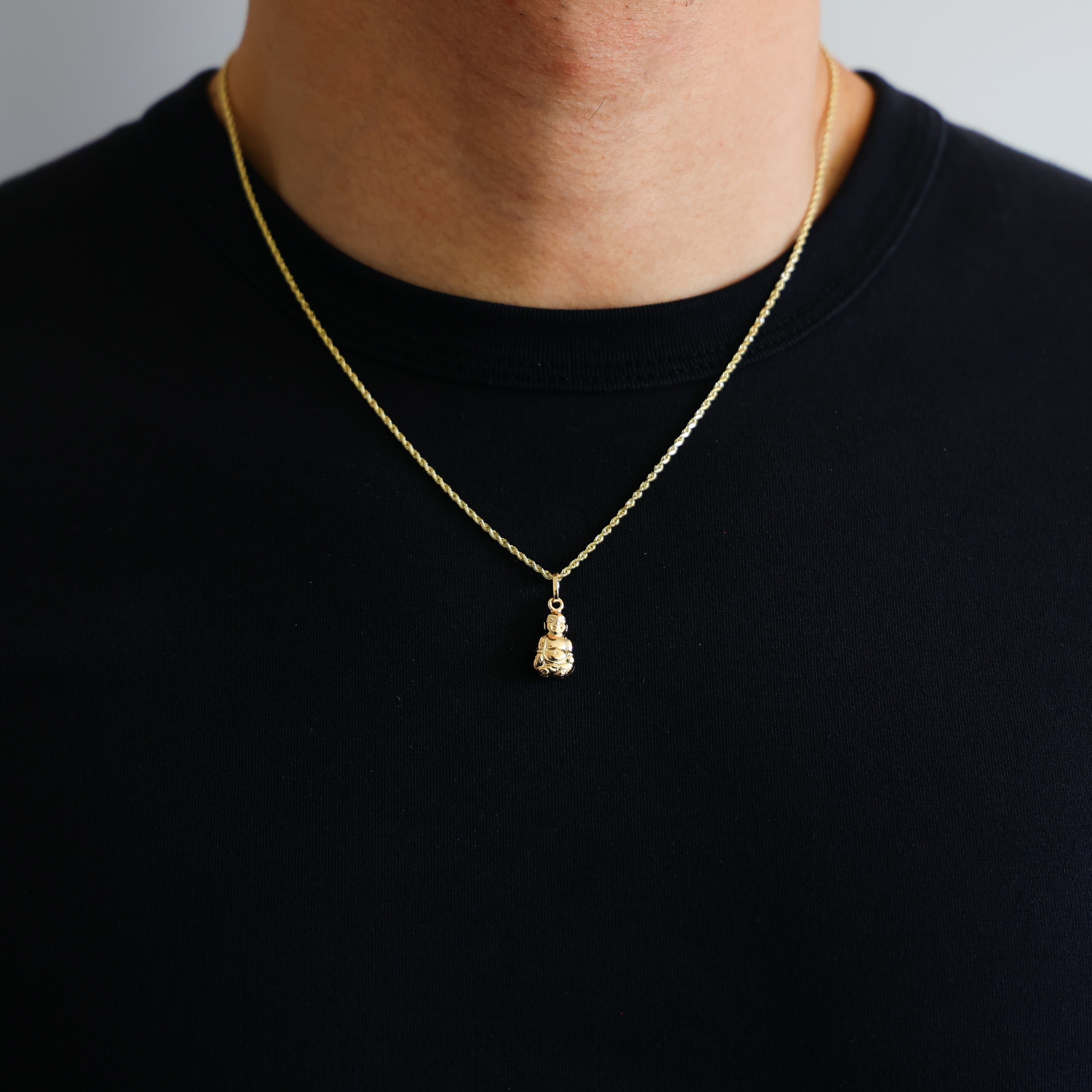 Gold Laughing Buddha Pendant Model-460 - Charlie & Co. Jewelry
