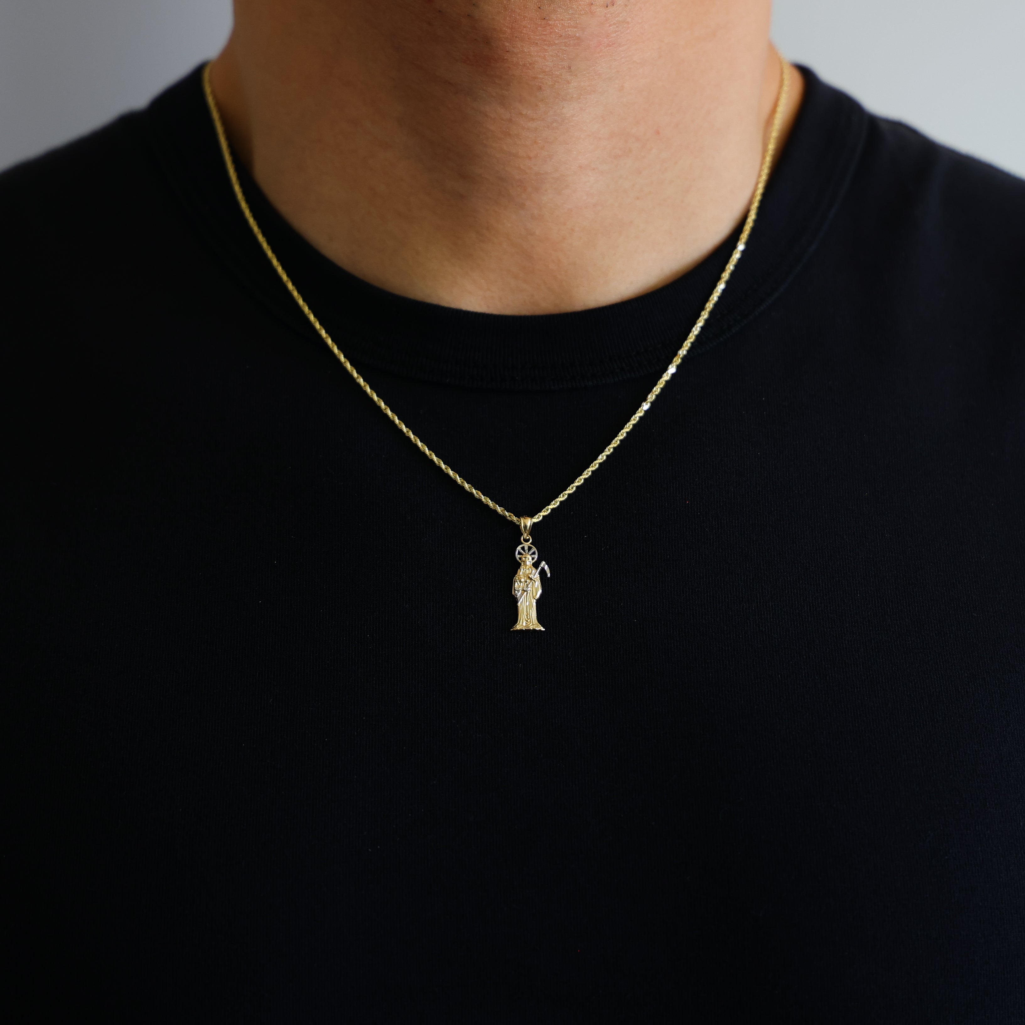 Gold 2 Colors Santa Muerte/Devil Pendant Model-98 - Charlie & Co. Jewelry